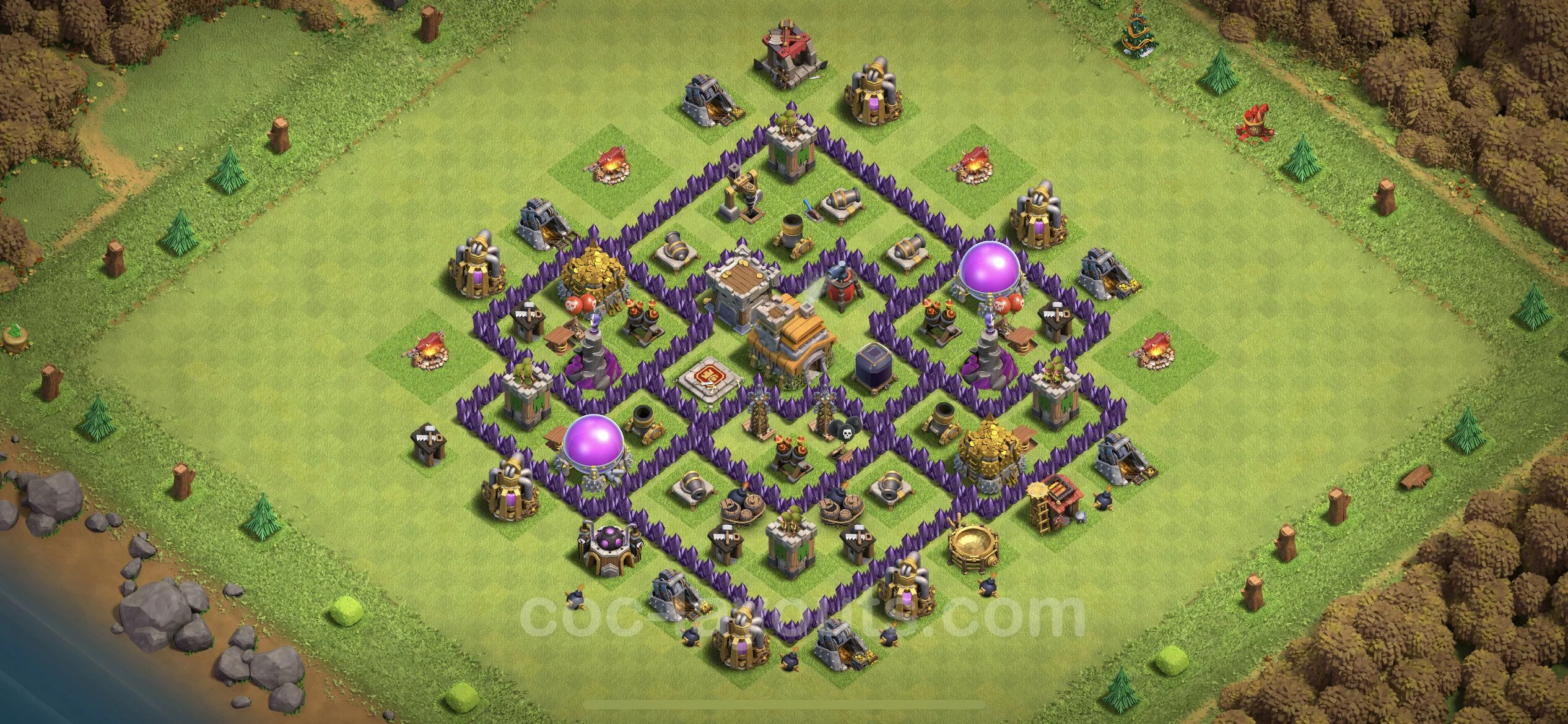 Anti 2 Stars Base TH7 with Link, Hybrid - best plan / layout / design - Clash of Clans - (#196) — Obrona TH7