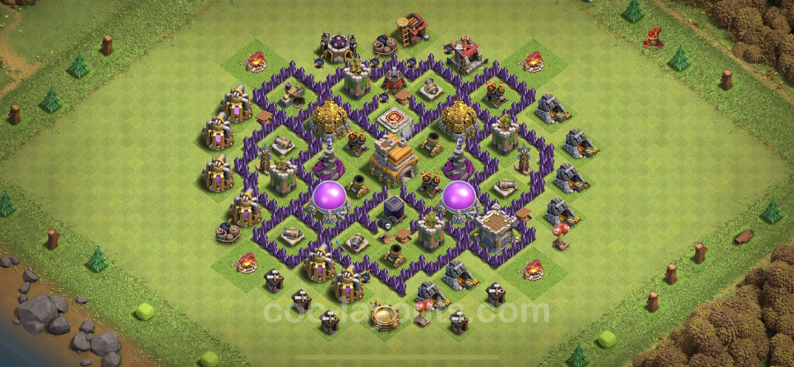 Anti 3 Stars Base TH7 with Link, Hybrid - best plan / layout / design - Clash of Clans - (#198) — Verdediging TH7