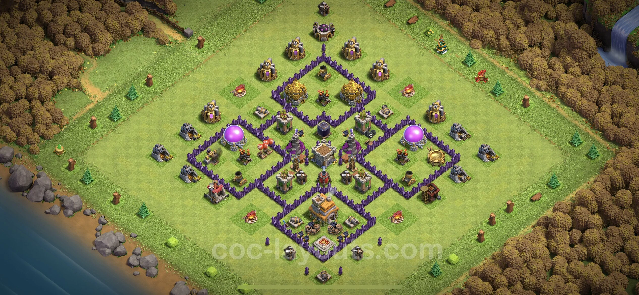 Base TH7 with Link, Anti 3 Stars, Hybrid Max Levels - defence plan / layout / design - Clash of Clans - (#199) — Защита TH7