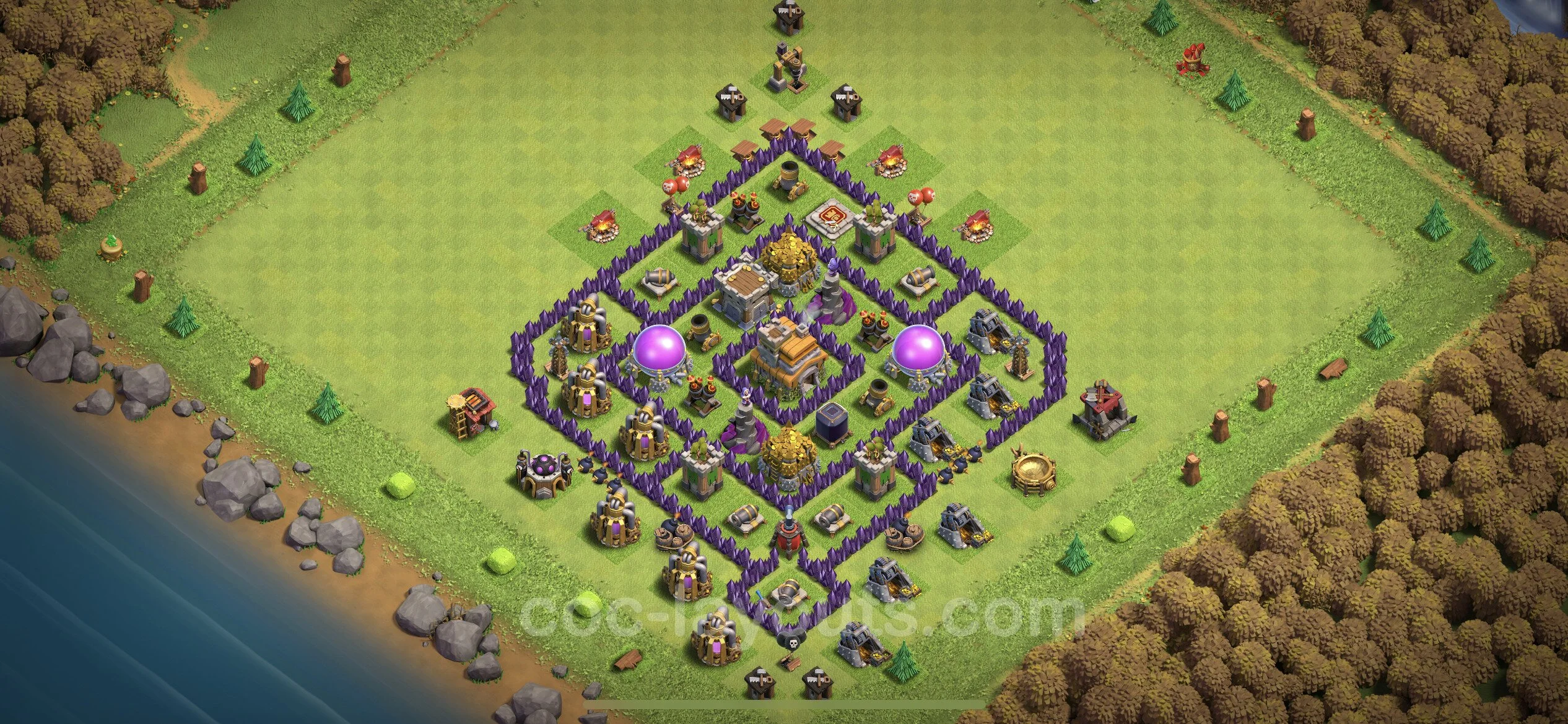Anti 3 Stars Base TH7 with Link, Hybrid - best plan / layout / design - Clash of Clans - (#200) — Defense TH7