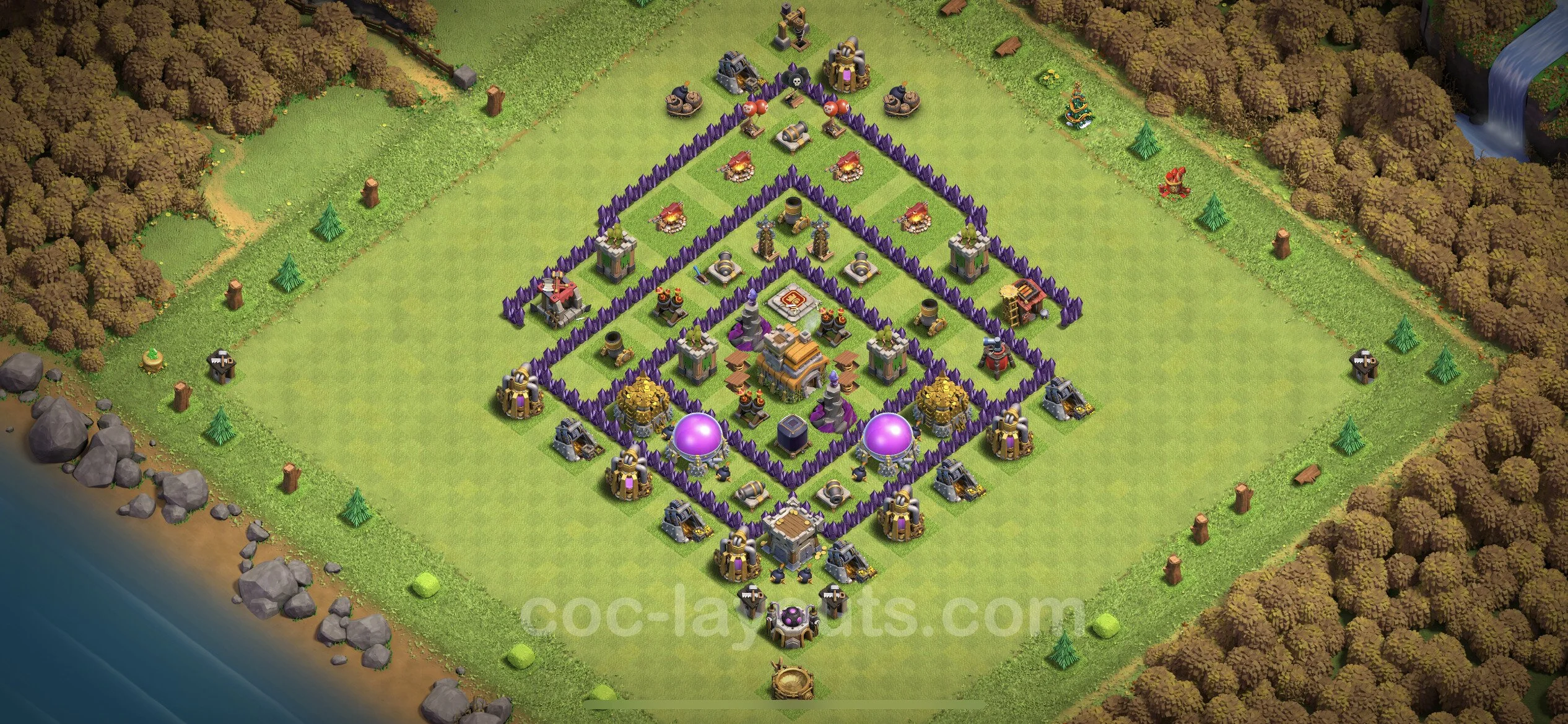 Top Base TH7 with Link, Hybrid - Anti Everything Defence Plan - Clash of Clans - (#201) — Защита TH7