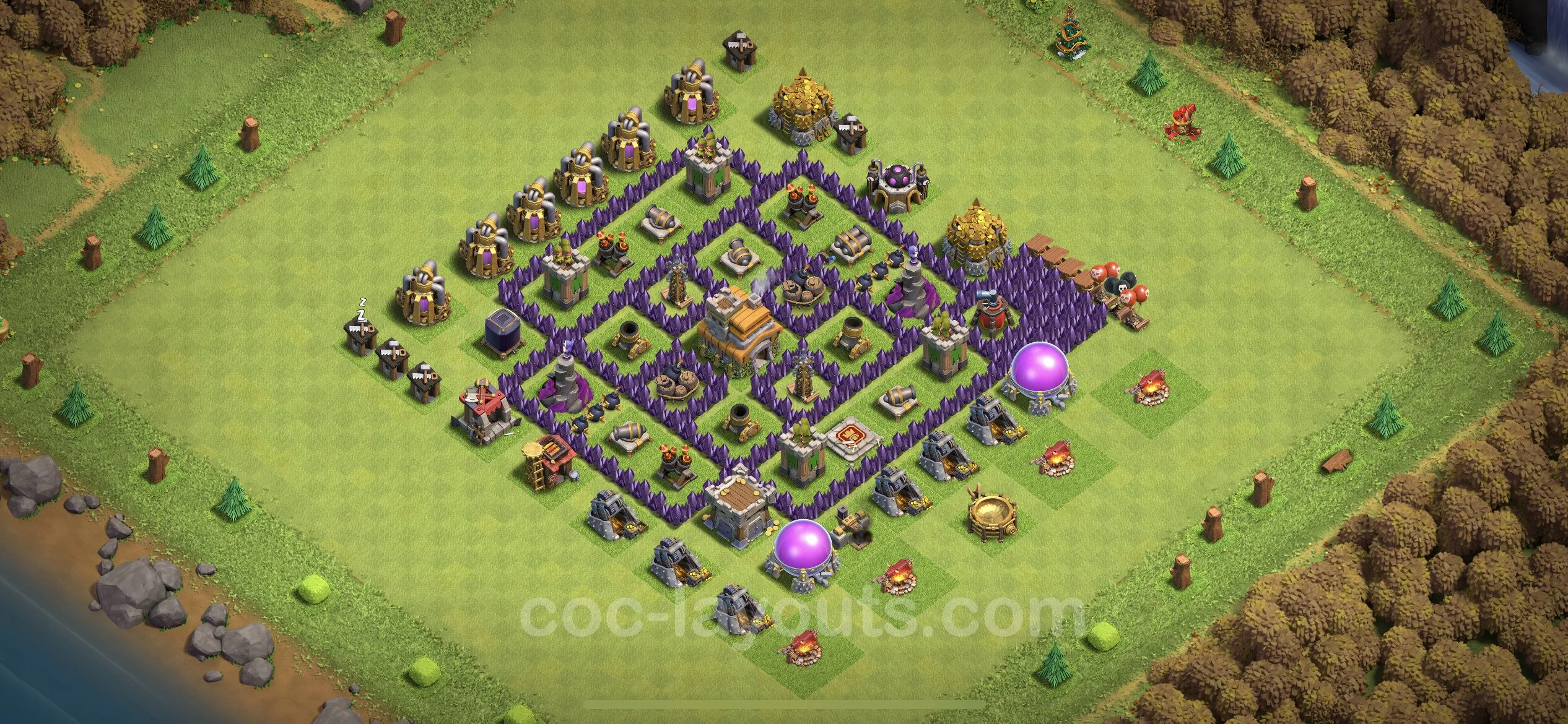 Base TH7 with Link - Anti Dragon Defence Plan / Anti Air - Clash of Clans - (#202) — Defense TH7