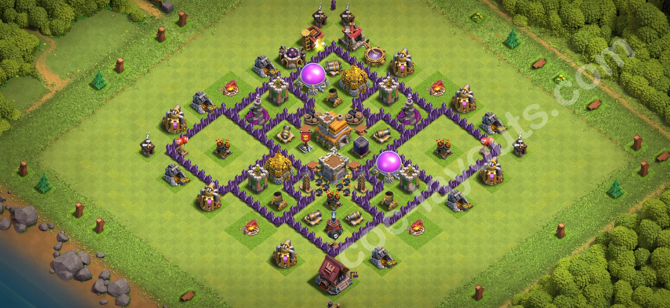 Base TH7 with Link, Hybrid - Anti Dragon Defence Plan / Anti Air - Clash of Clans 2026 - (#203) — Obrona TH7