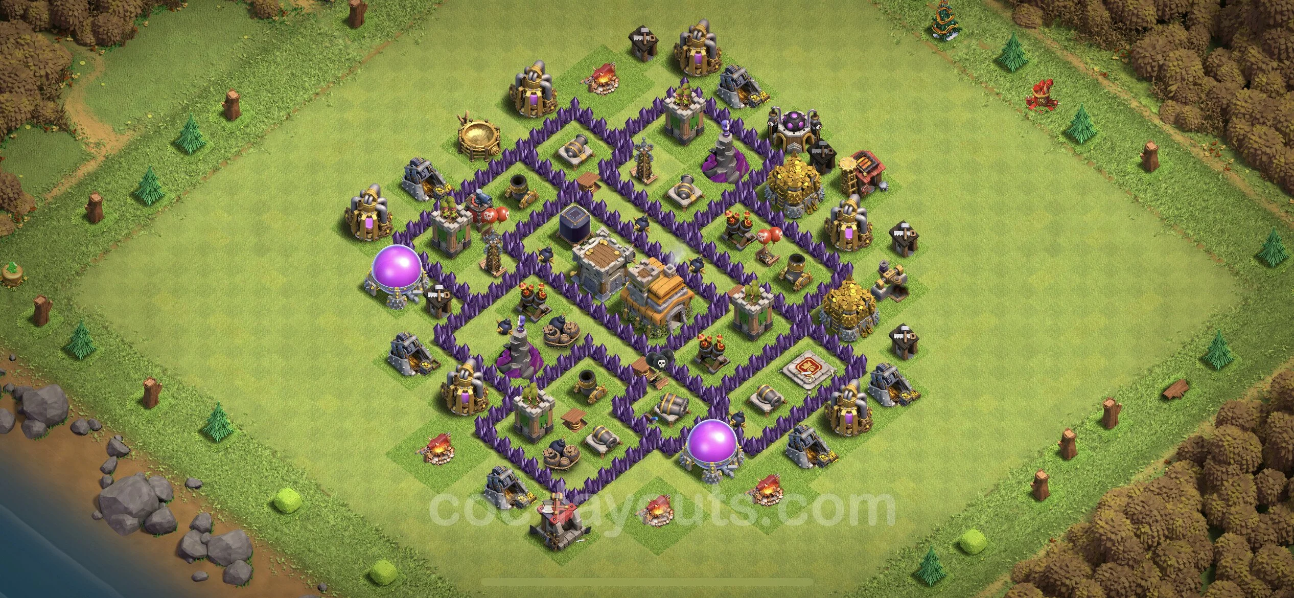 Anti 2 Stars Base TH7 with Link, Anti Everything - best plan / layout / design - Clash of Clans - (#204) — Pertahanan TH7