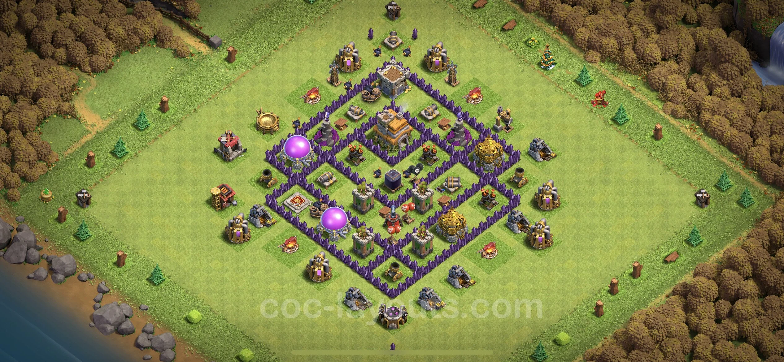 Base TH7 with Link, Anti Everything, Hybrid Max Levels - defence plan / layout / design - Clash of Clans - (#206) — Verteidigung TH7