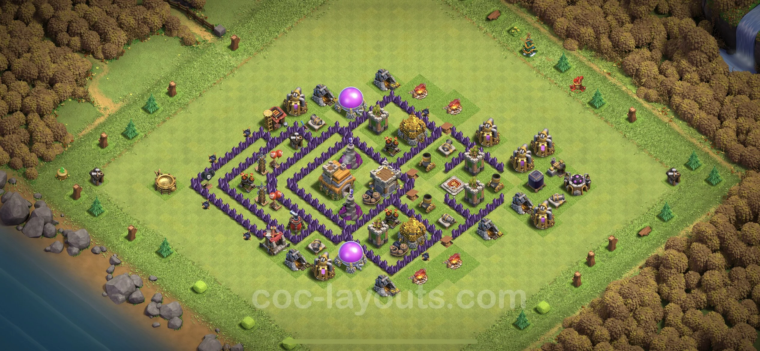 Top Base TH7 with Link, Anti 3 Stars, Anti Everything - Anti Everything Defence Plan - Clash of Clans - (#207) — Defesa TH7