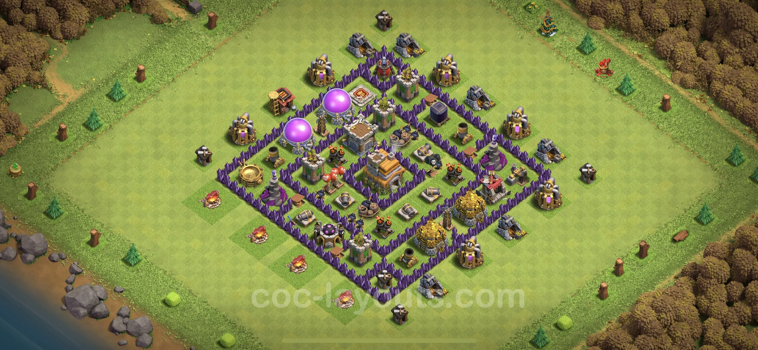 Anti 3 Stars Base TH7 with Link, Anti Everything - best plan / layout / design - Clash of Clans - (#208) — Defense TH7