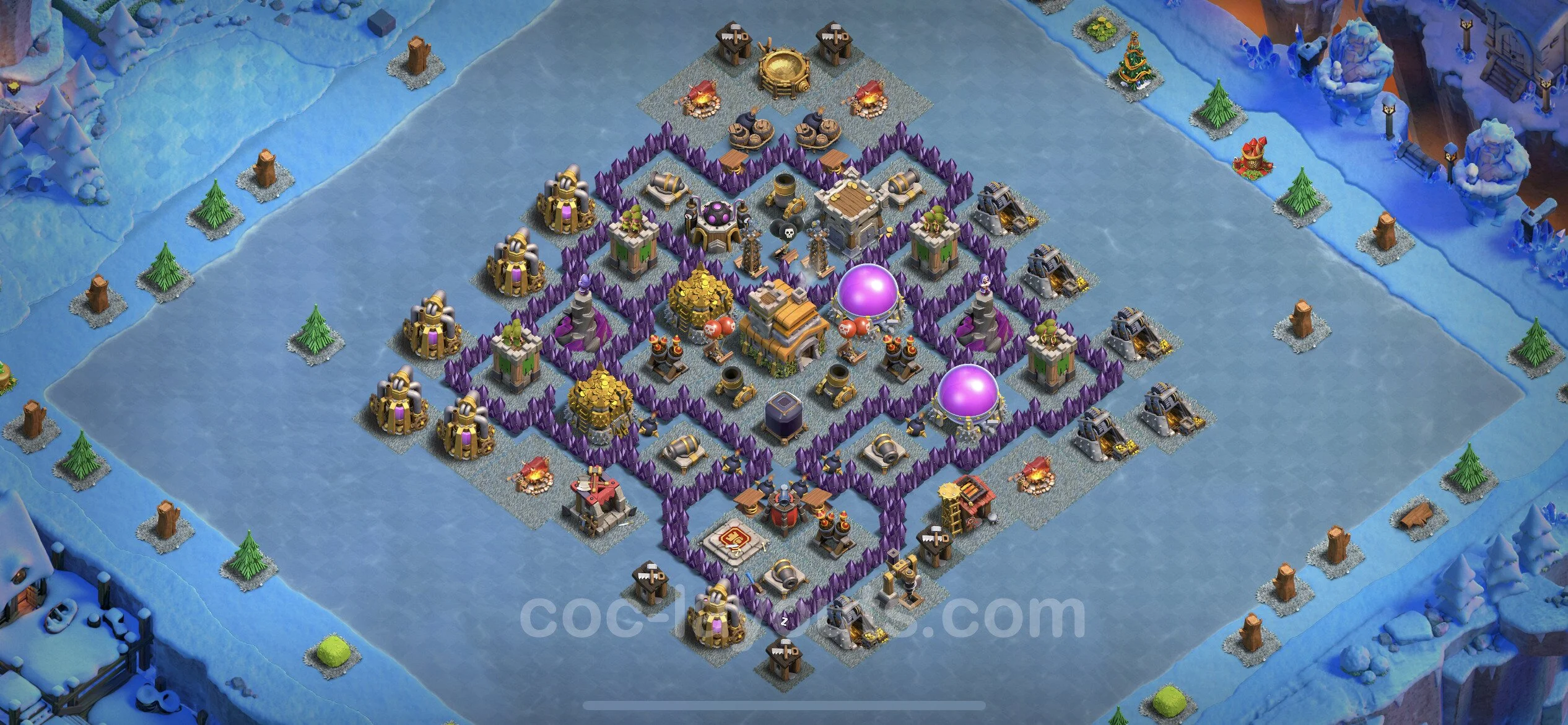 Anti 3 Stars Base TH7 with Link, Anti Everything - best plan / layout / design - Clash of Clans - (#211) — Защита TH7