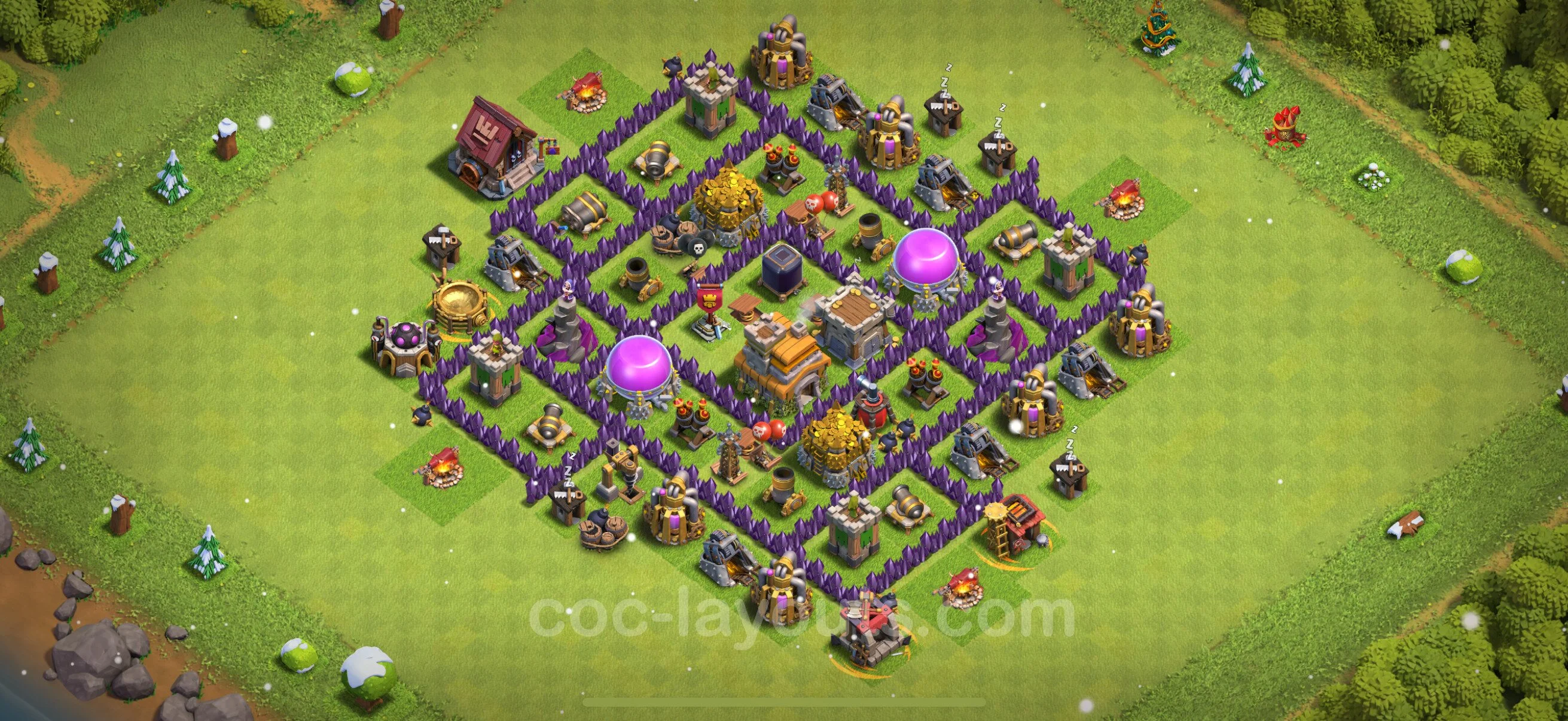 Anti 3 Stars Base TH7 with Link, Hybrid - best plan / layout / design - Clash of Clans - (#216) — Verteidigung TH7
