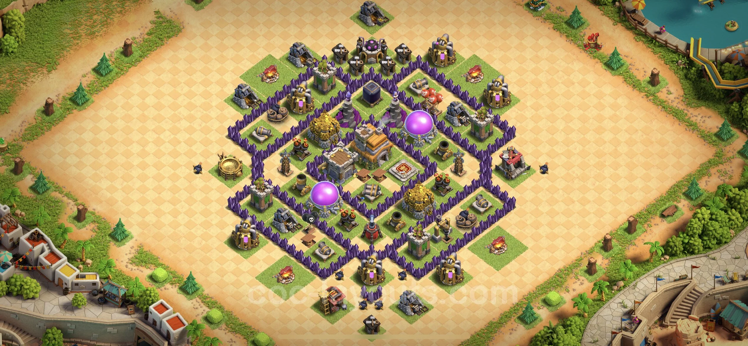 Anti 3 Stars Base TH7 with Link, Anti Everything - best plan / layout / design - Clash of Clans - (#217) — Verdediging TH7