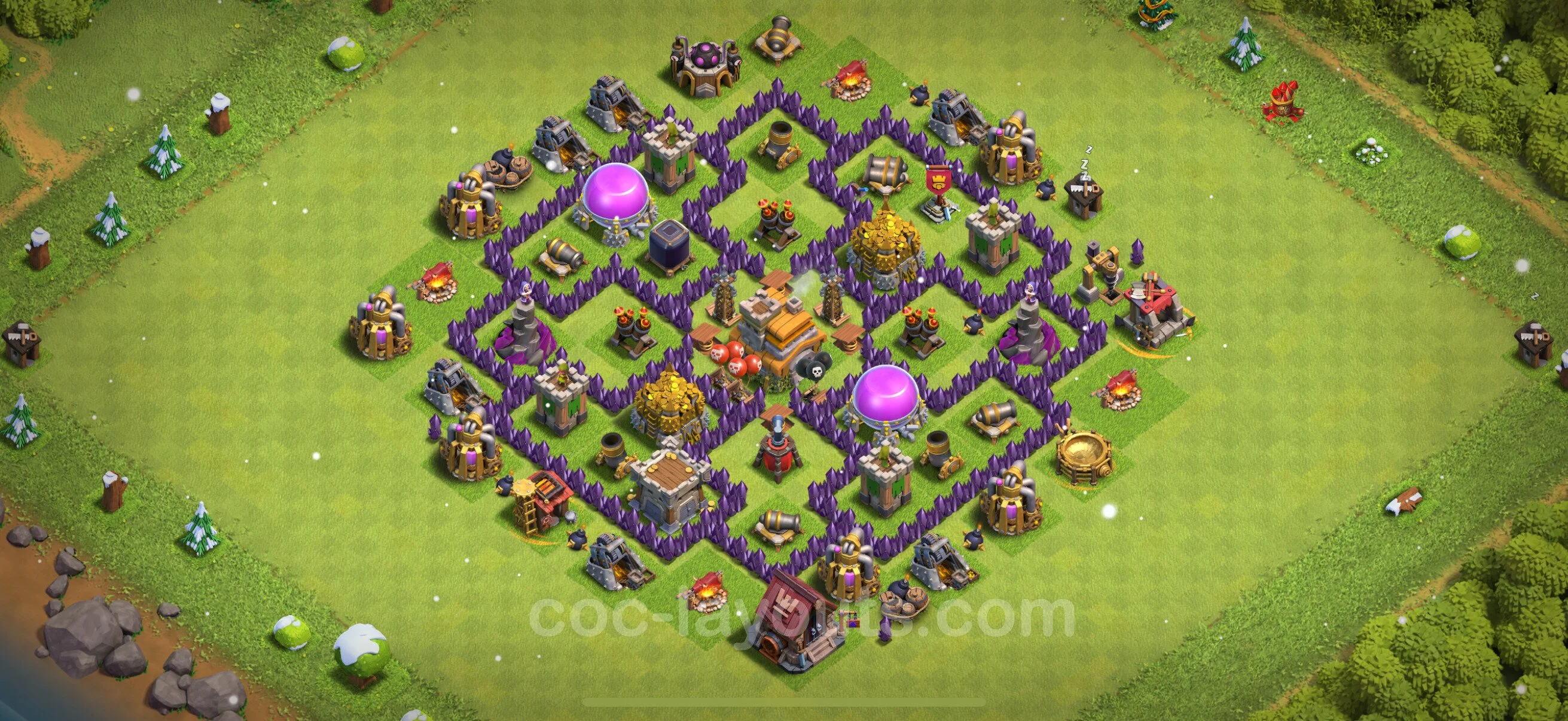 Top Base TH7 with Link, Hybrid - Anti Everything Defence Plan - Clash of Clans - (#218) — Savunma TH7