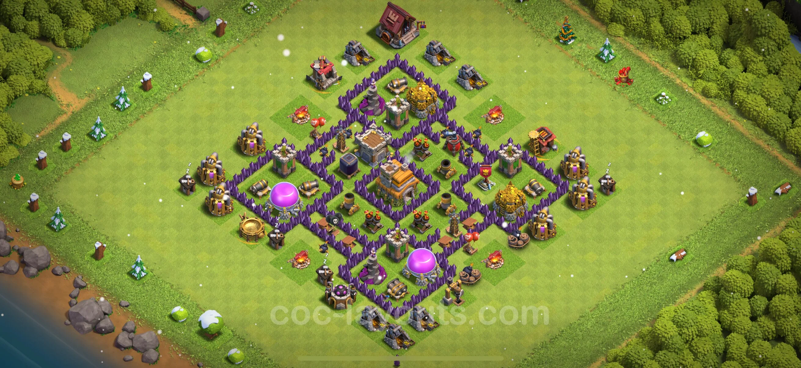 Anti 2 Stars Base TH7 with Link, Hybrid - best plan / layout / design - Clash of Clans - (#220) — Verdediging TH7
