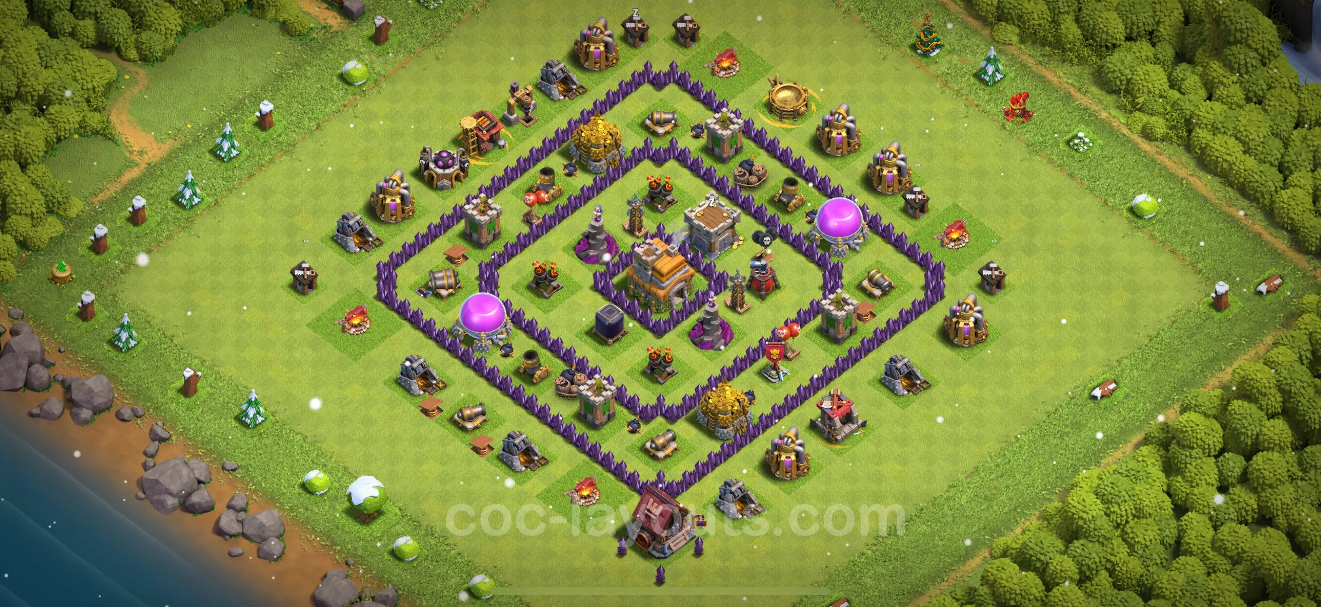 Top Base TH7 with Link, Hybrid - Anti Everything Defence Plan - Clash of Clans - (#221) — Obrona TH7