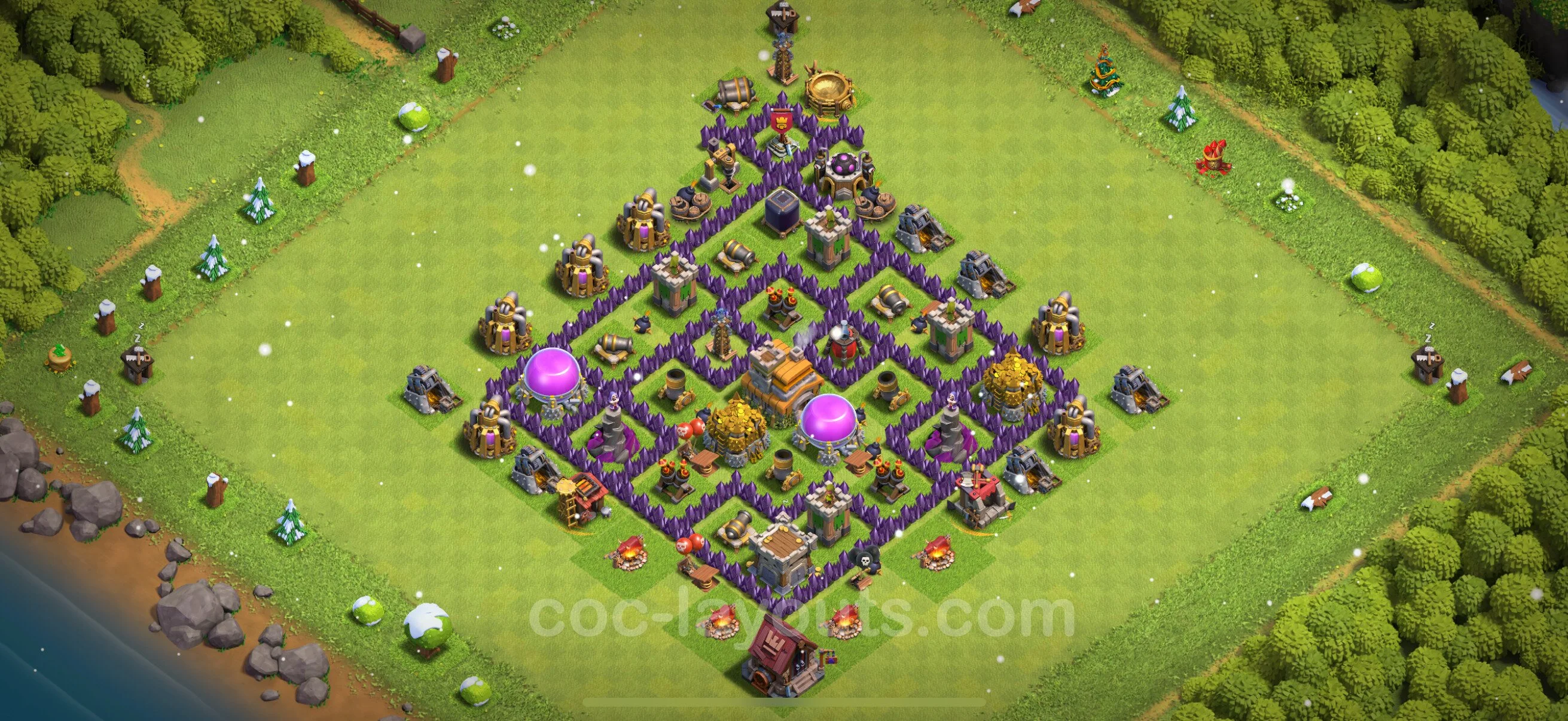 Anti 3 Stars Base TH7 with Link, Anti Air / Dragon - best plan / layout / design - Clash of Clans - (#222) — Défense TH7