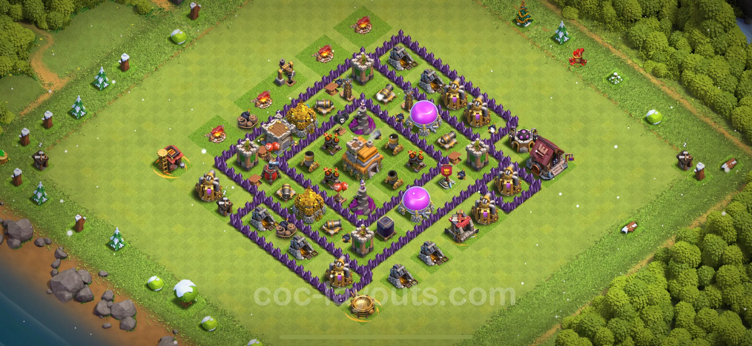 Top Base TH7 with Link, Anti 3 Stars - Anti Everything Defence Plan - Clash of Clans - (#223) — Защита TH7