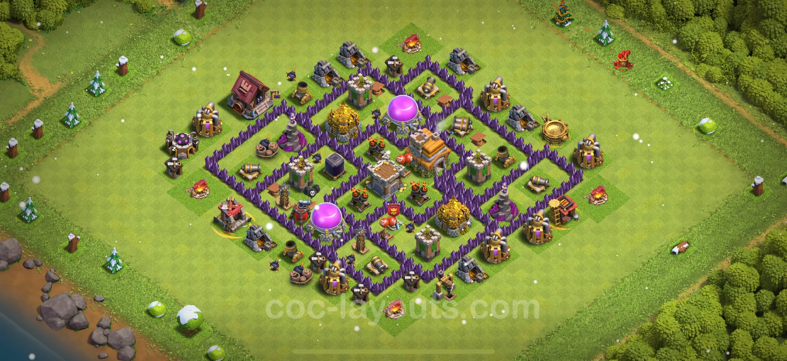 Base TH7 with Link, Hybrid - Anti Dragon Defence Plan / Anti Air - Clash of Clans - (#226) — 防御 TH7