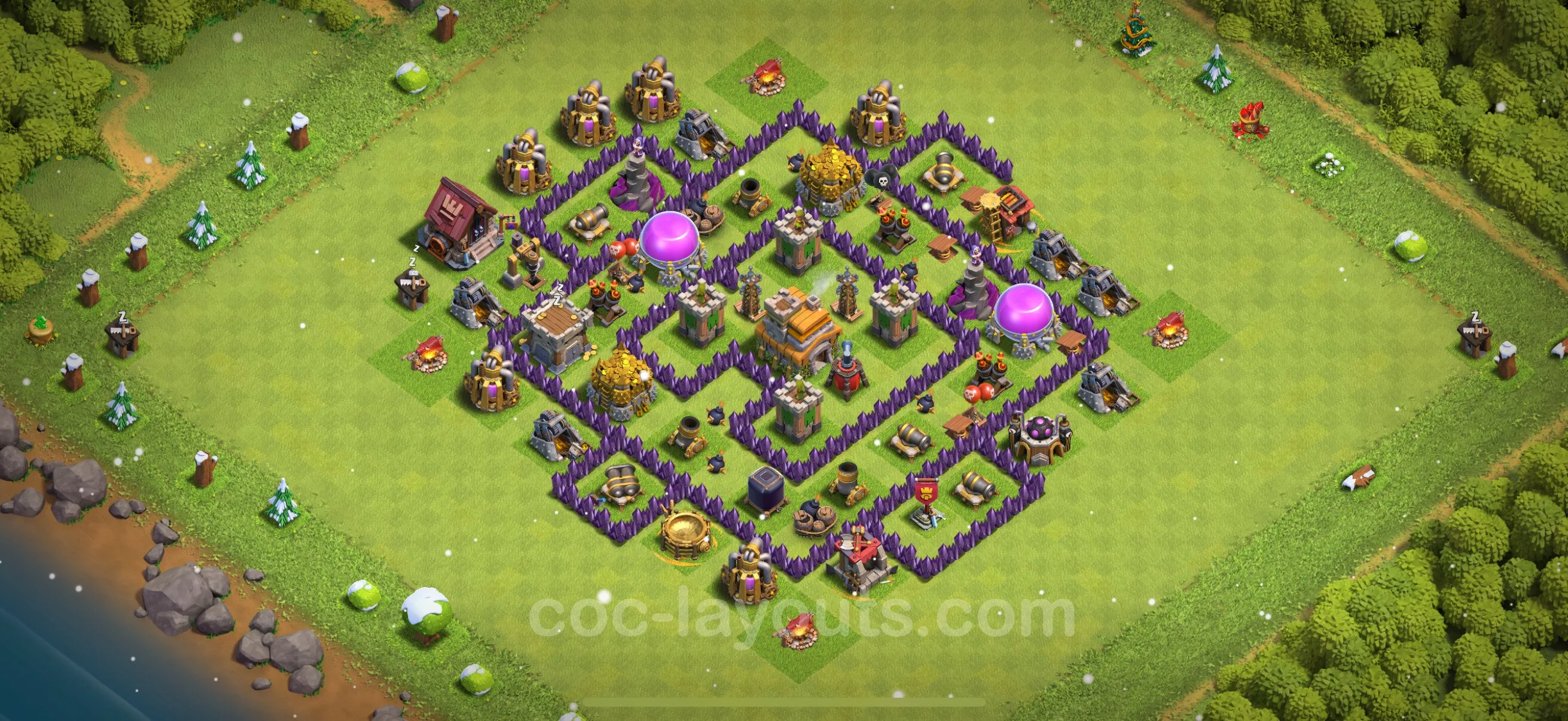 Anti 3 Stars Base TH7 with Link, Hybrid - best plan / layout / design - Clash of Clans - (#227) — Obrona TH7