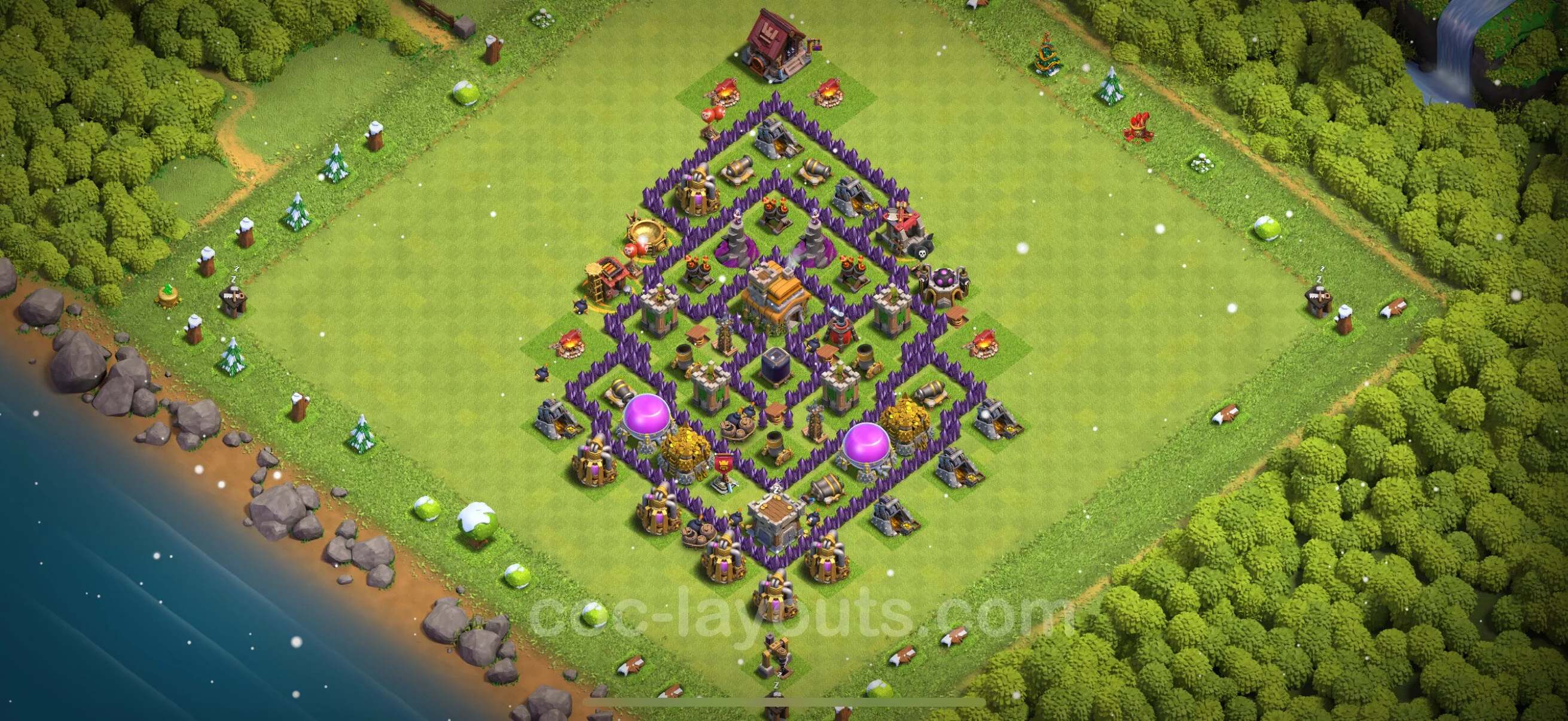 Base TH7 with Link, Anti 3 Stars - Anti Dragon Defence Plan / Anti Air - Clash of Clans - (#229) — Obrona TH7