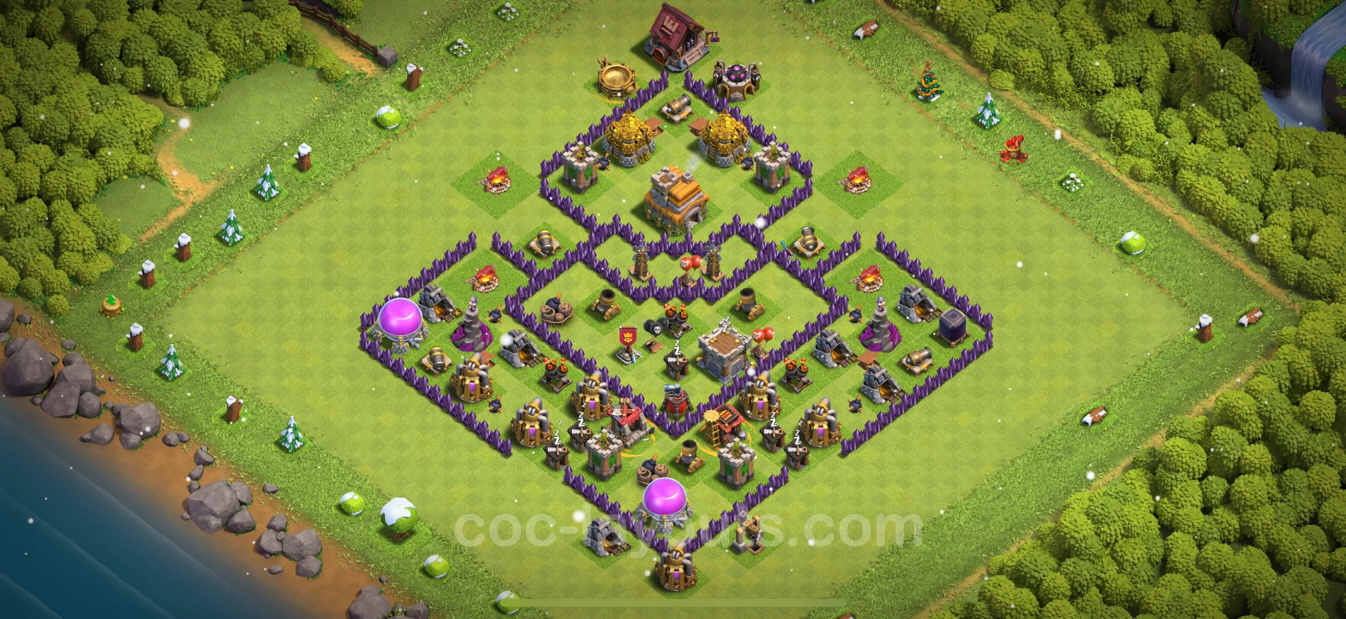 Anti 3 Stars Base TH7 with Link, Hybrid - best plan / layout / design - Clash of Clans - (#231) — Verdediging TH7