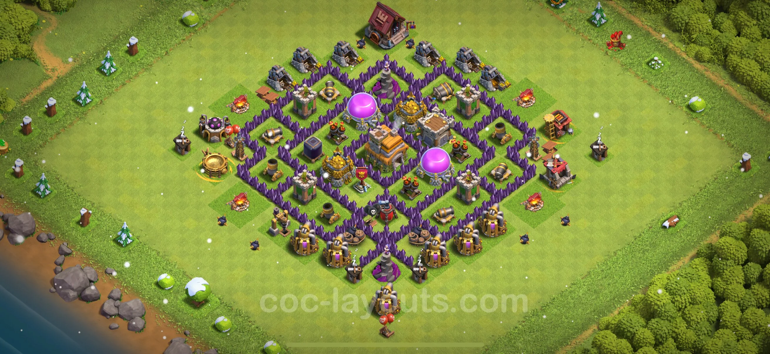 Top Base TH7 with Link, Hybrid - Anti Everything Defence Plan - Clash of Clans - (#232) — Verteidigung TH7