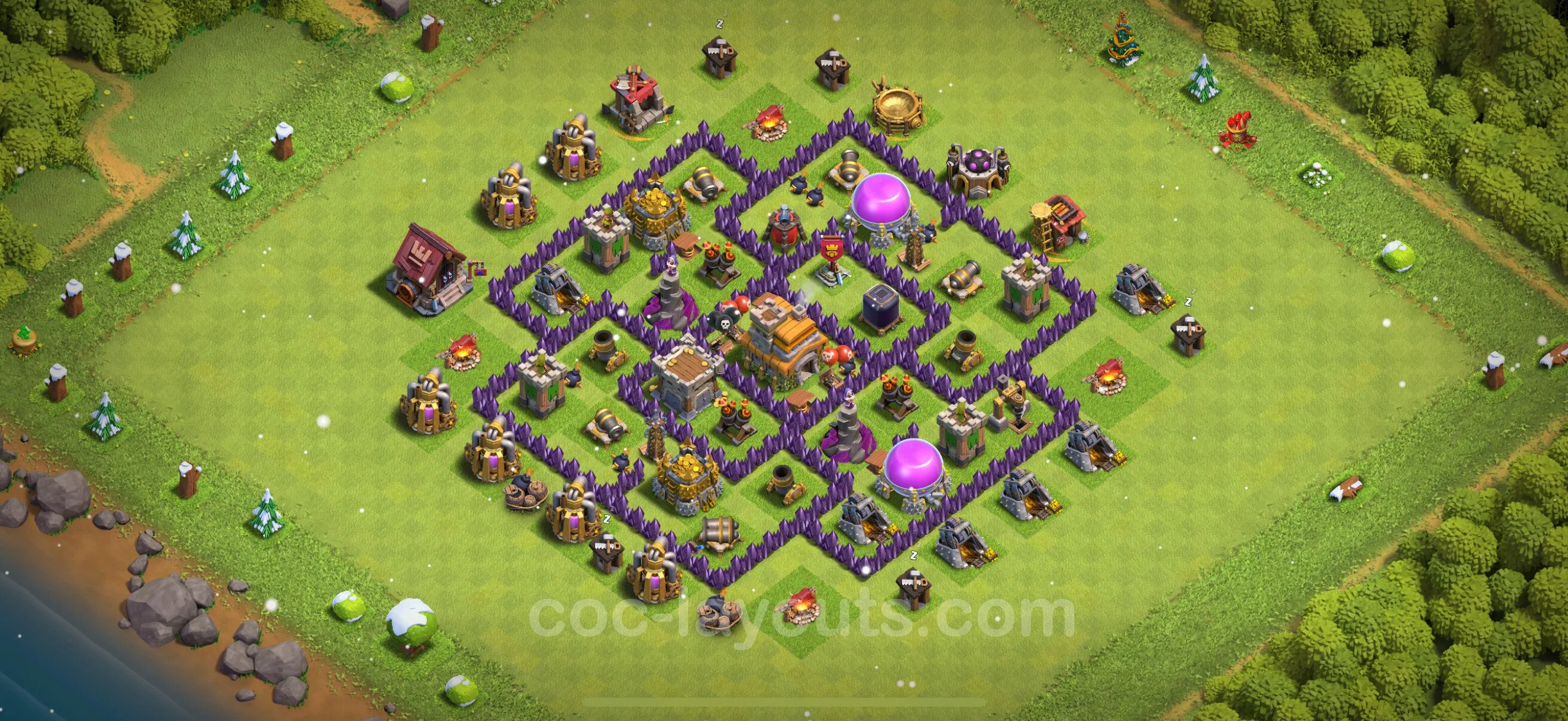 Anti 3 Stars Base TH7 with Link, Hybrid - best plan / layout / design - Clash of Clans - (#234) — Savunma TH7