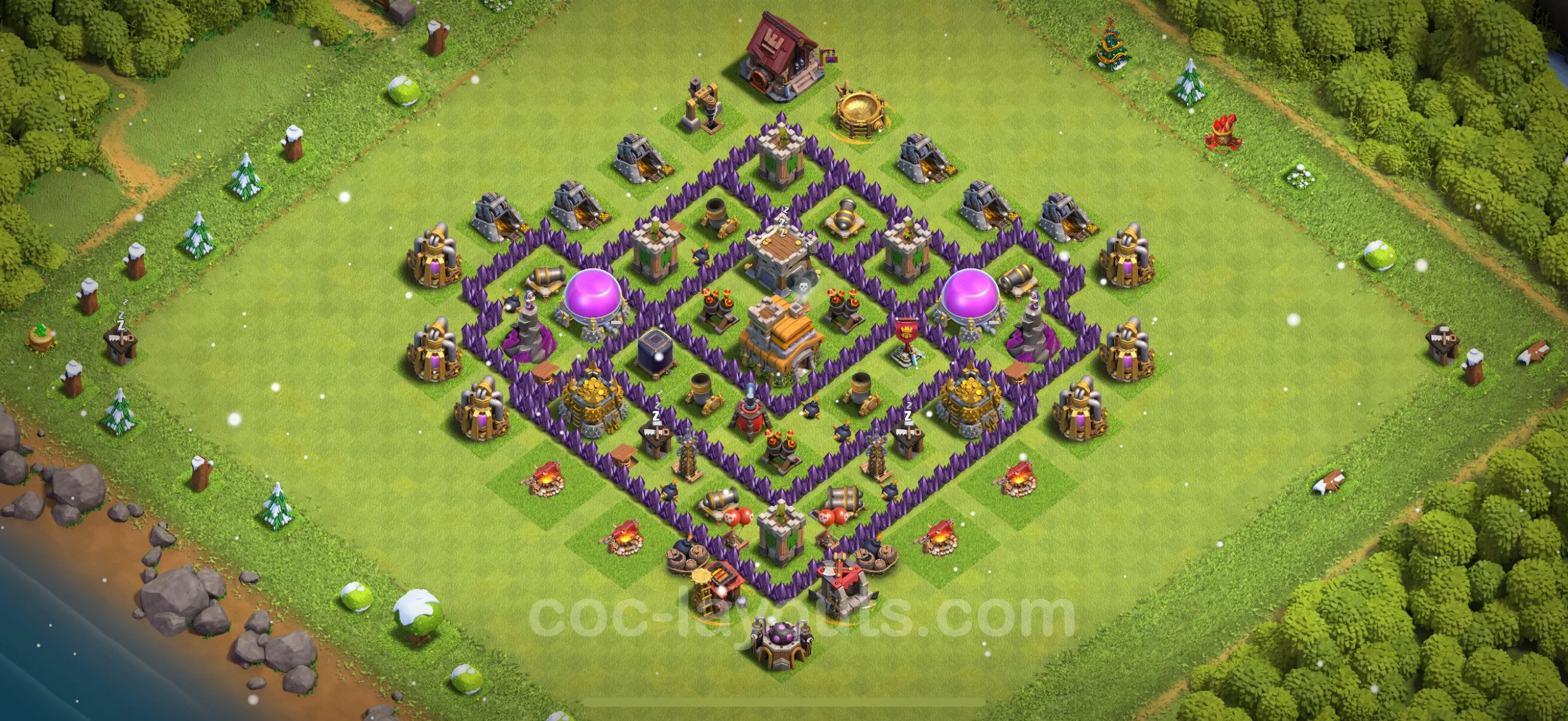 Anti 2 Stars Base TH7 with Link, Anti Everything - best plan / layout / design - Clash of Clans - (#236) — Verteidigung TH7