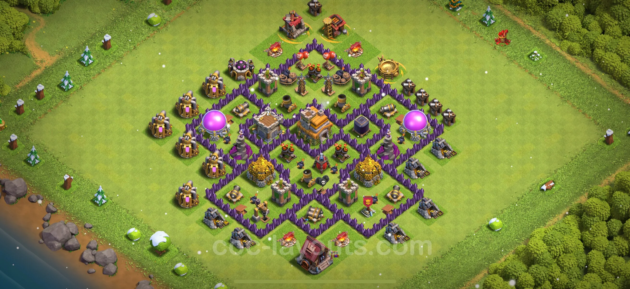 Anti 2 Stars Base TH7 with Link - best plan / layout / design - Clash of Clans - (#237) — Verdediging TH7