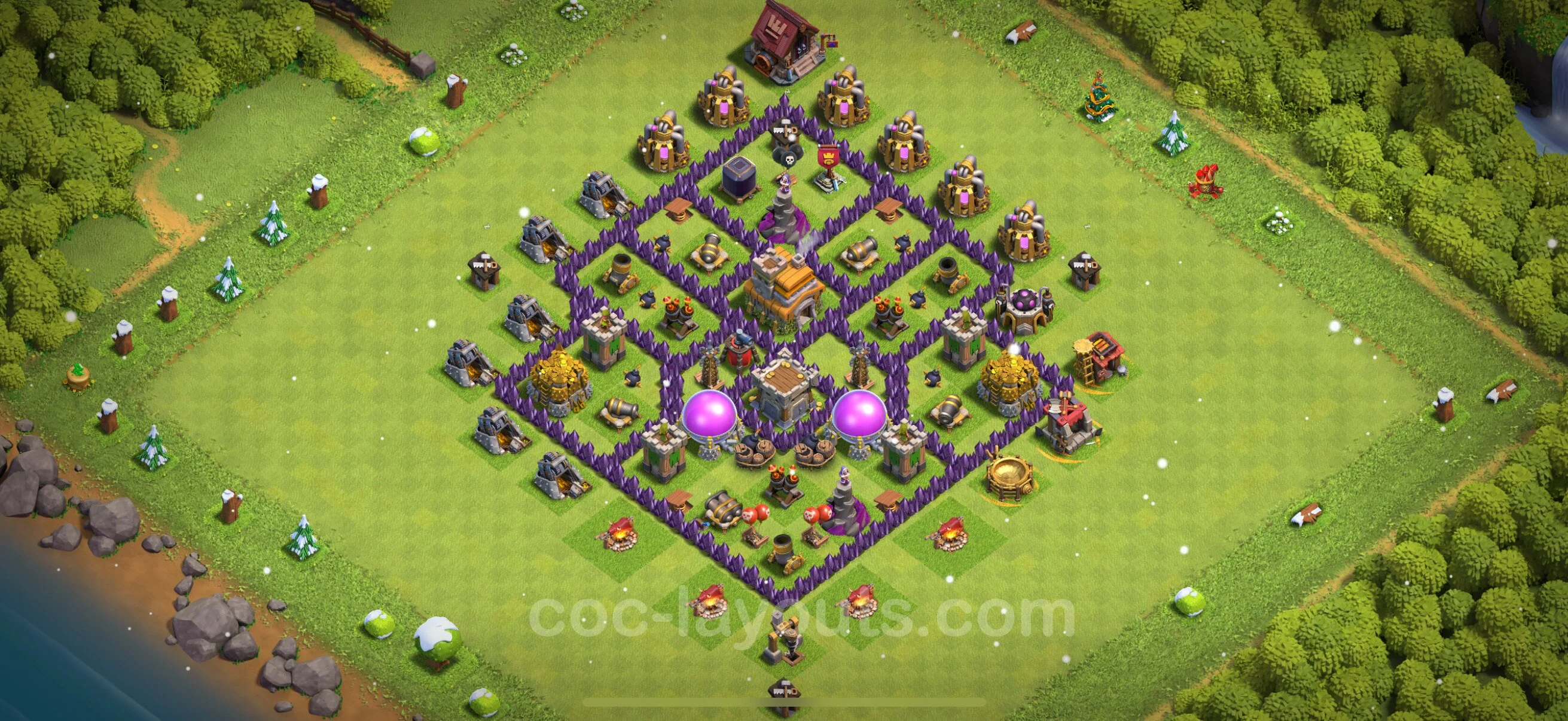 Top Base TH7 with Link - Anti Everything Defence Plan - Clash of Clans - (#238) — Difesa TH7