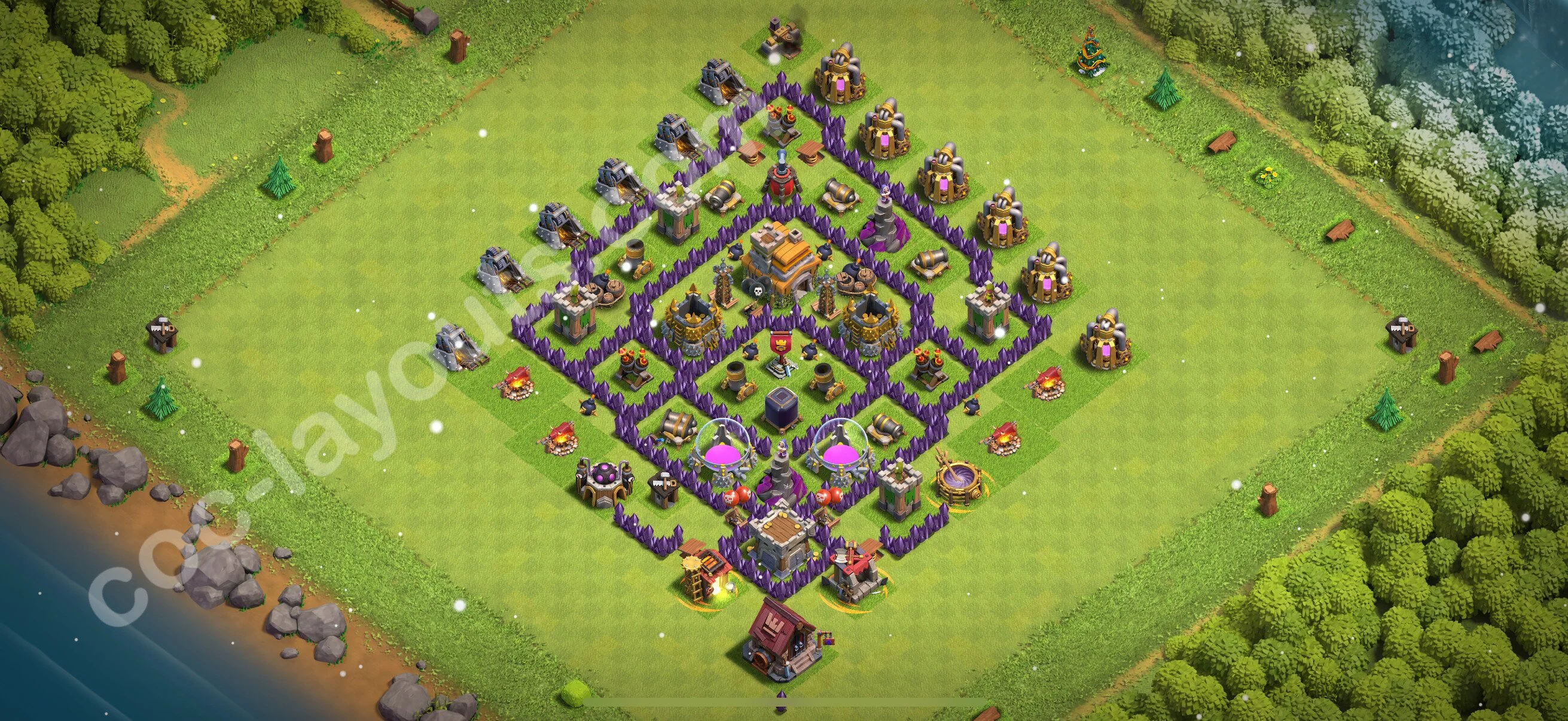 Anti 3 Stars Base TH7 with Link, Hybrid - best plan / layout / design - Clash of Clans 2026 - (#240) — Defense TH7
