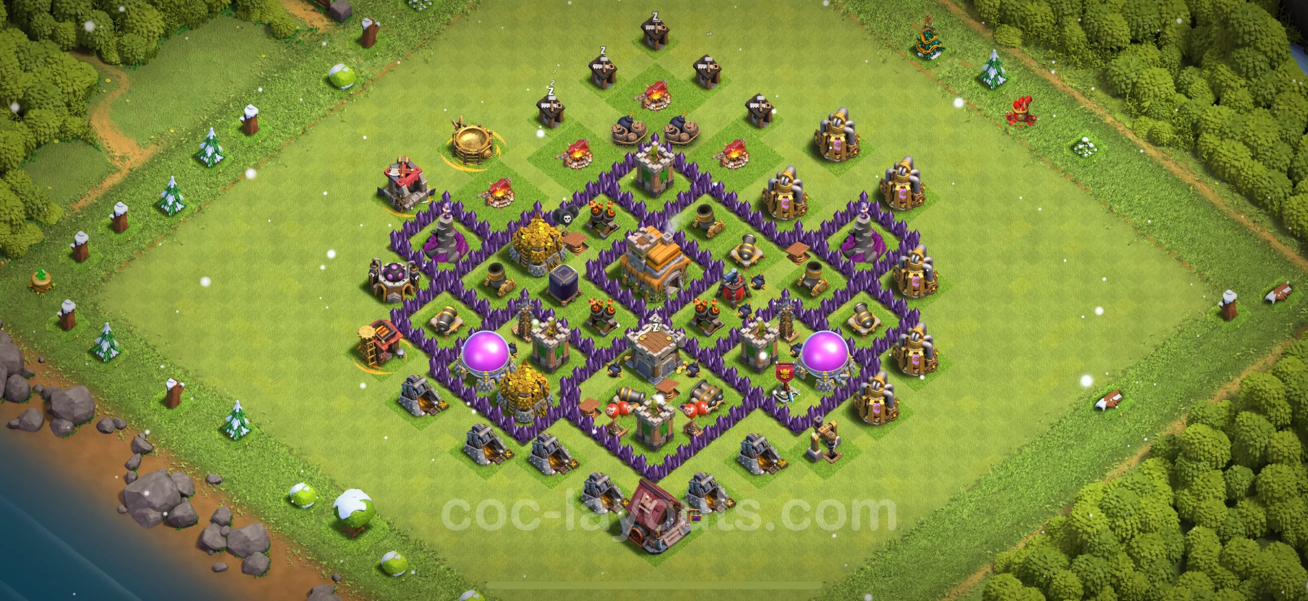 Anti 3 Stars Base TH7 with Link, Hybrid - best plan / layout / design - Clash of Clans - (#241) — Obrona TH7