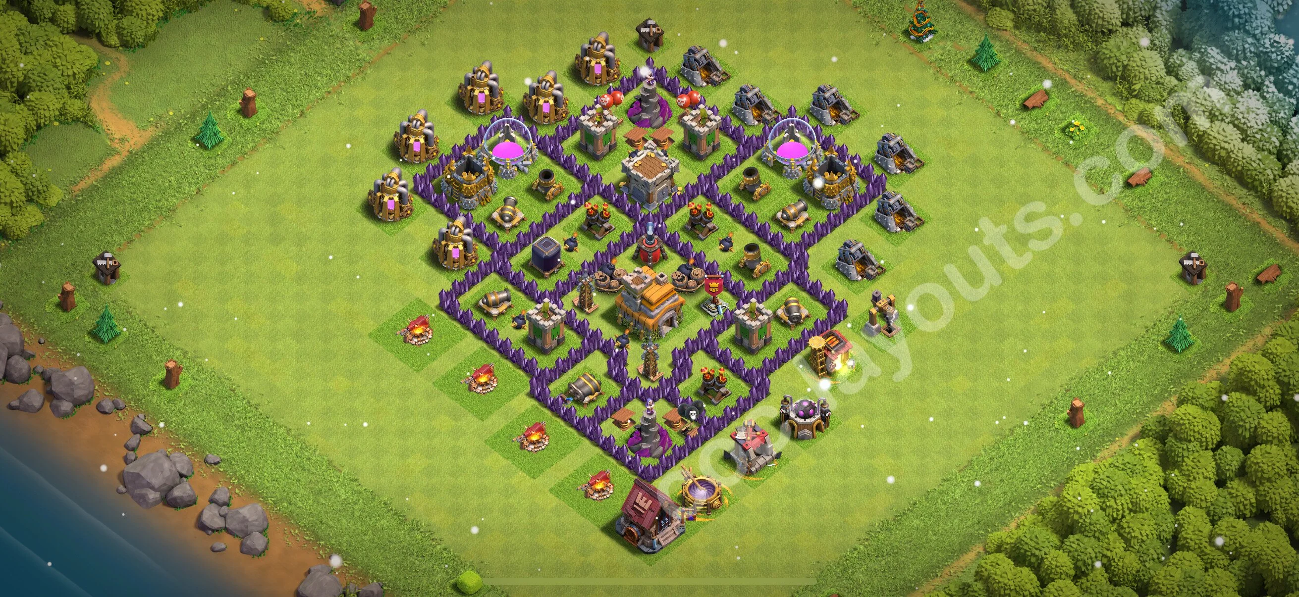 Anti 2 Stars Base TH7 with Link - best plan / layout / design - Clash of Clans 2026 - (#242) — Защита TH7