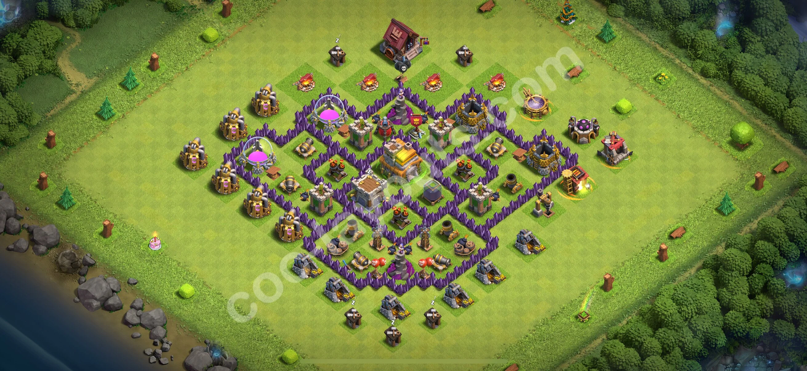 Anti 3 Stars Base TH7 with Link, Anti Everything - best plan / layout / design - Clash of Clans 2026 - (#243) — Защита TH7