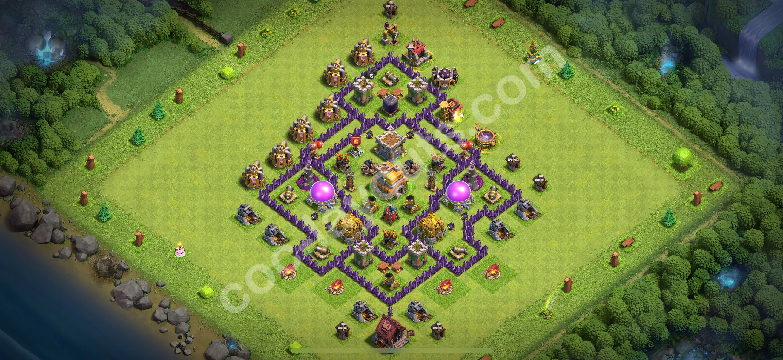 Anti 2 Stars Base TH7 with Link, Anti Everything - best plan / layout / design - Clash of Clans 2026 - (#244) — Защита TH7