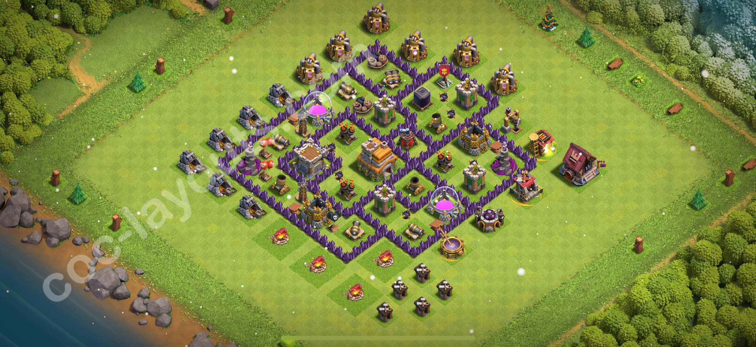 Anti 2 Stars Base TH7 with Link, Hybrid - best plan / layout / design - Clash of Clans 2026 - (#246) — Verteidigung TH7