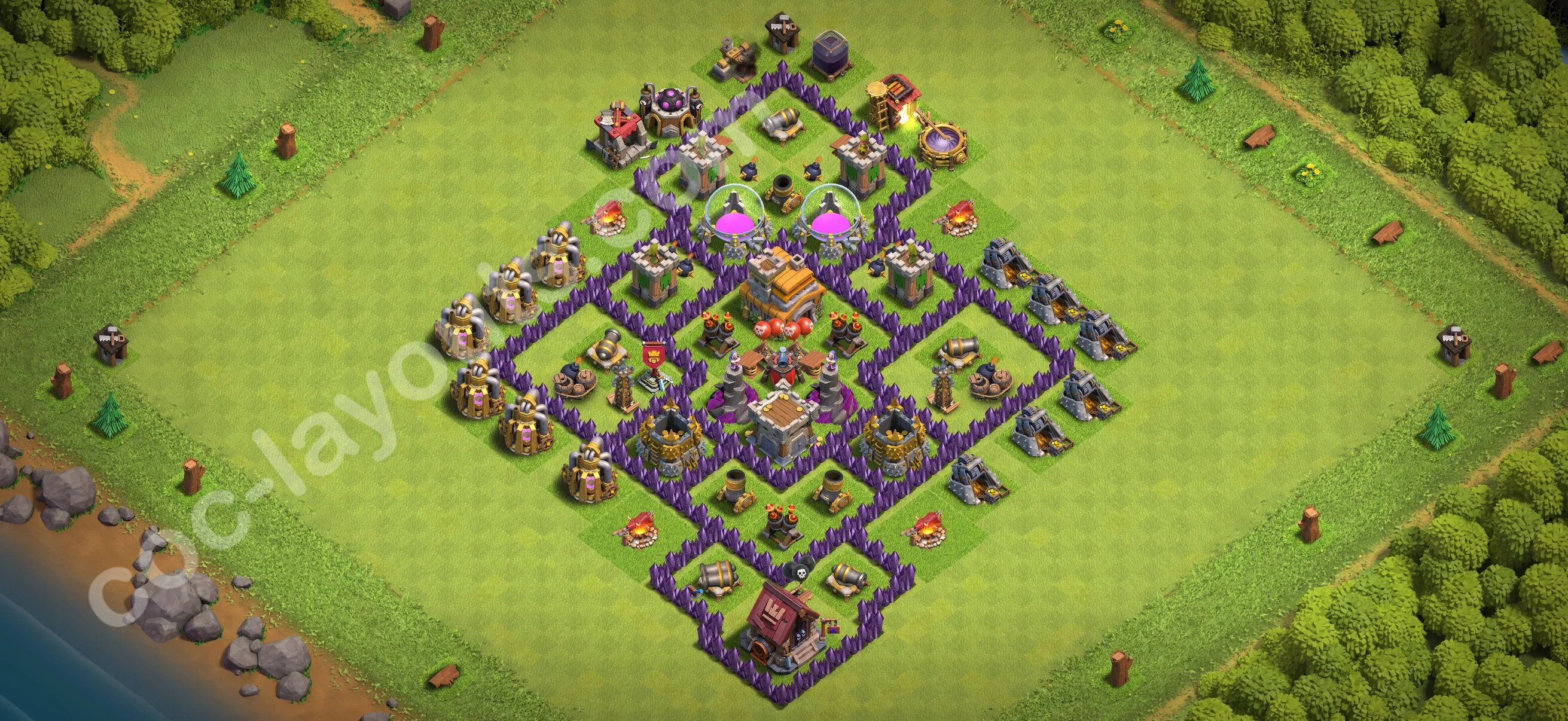 Anti 3 Stars Base TH7 with Link, Anti Air / Dragon - best plan / layout / design - Clash of Clans 2026 - (#247) — Obrona TH7