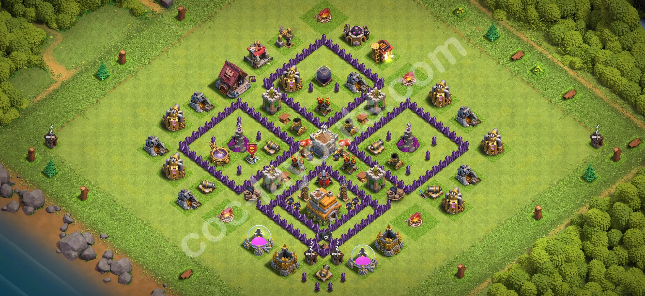 Base TH7 with Link Max Levels - defence plan / layout / design - Clash of Clans 2026 - (#248) — Verdediging TH7