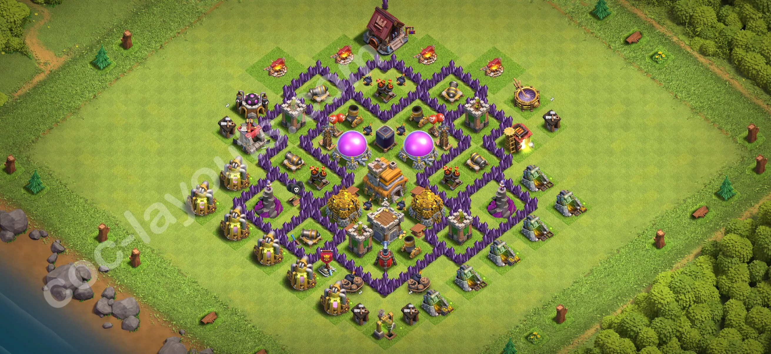 Defense (Trophy) Base TH7 with Link - plan / layout / design - Clash of Clans 2026 - (#250) — Verdediging TH7