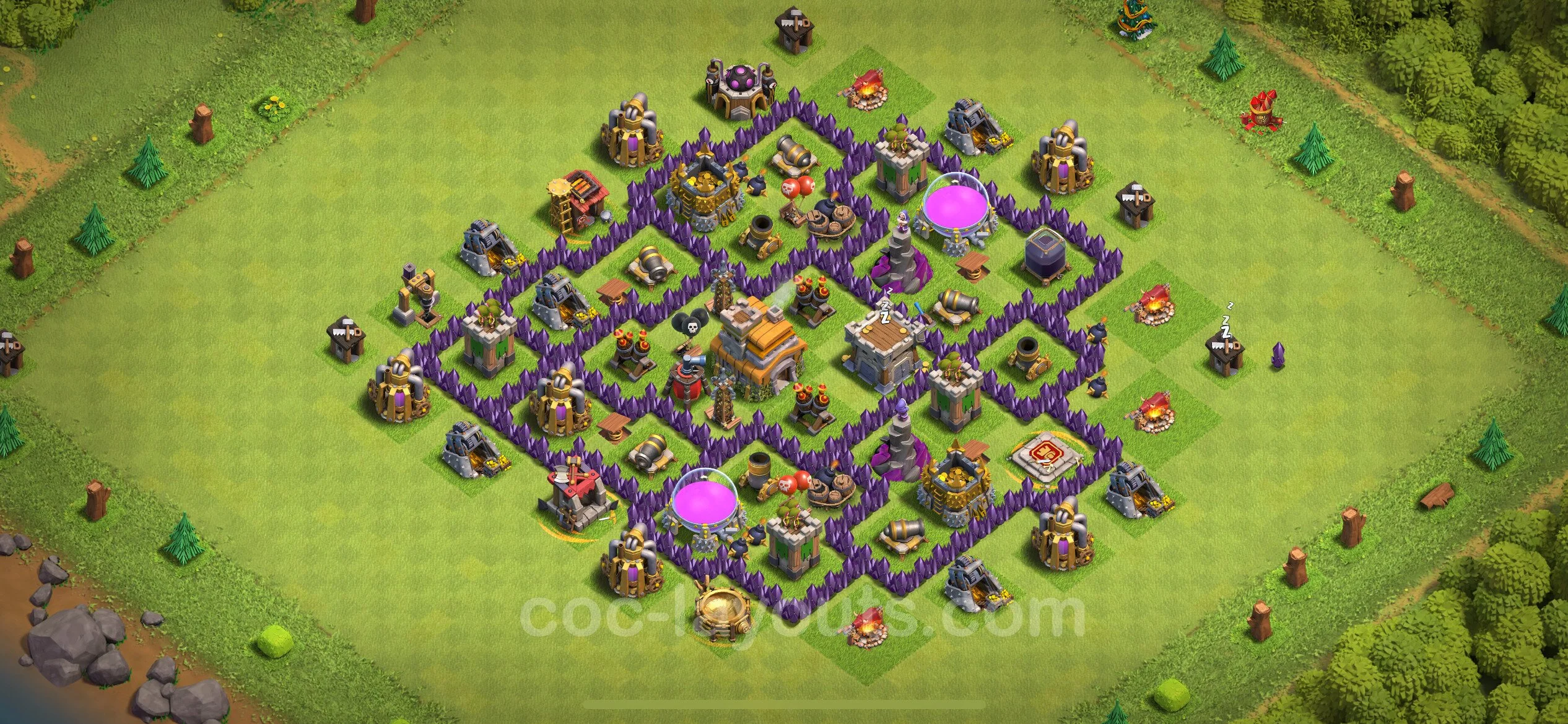 Defense (Trophy) Base TH7 with Link - plan / layout / design - Clash of Clans - (#89) — Защита TH7