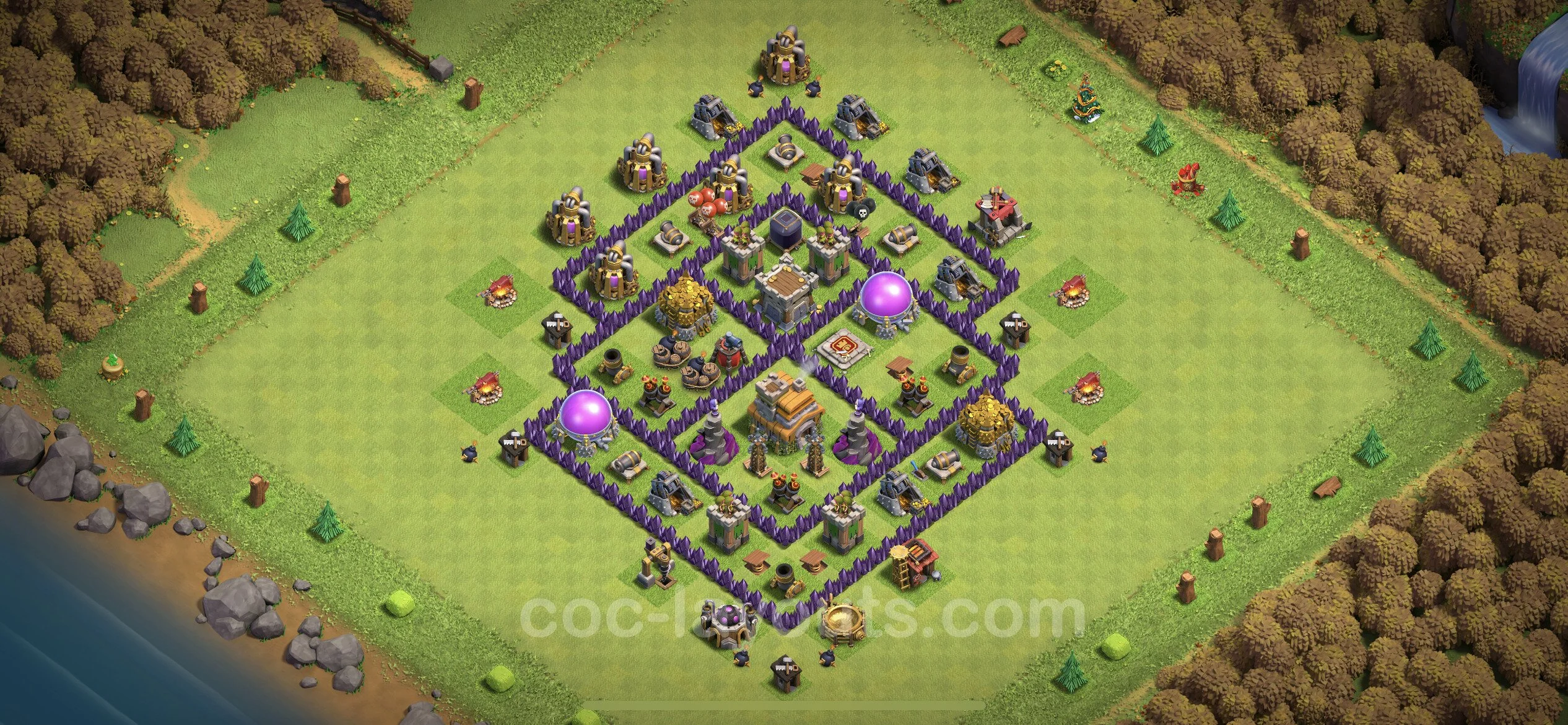 Defense (Trophy) Base TH7 with Link, Anti 3 Stars, Anti Everything - plan / layout / design - Clash of Clans - (#90) — Защита TH7