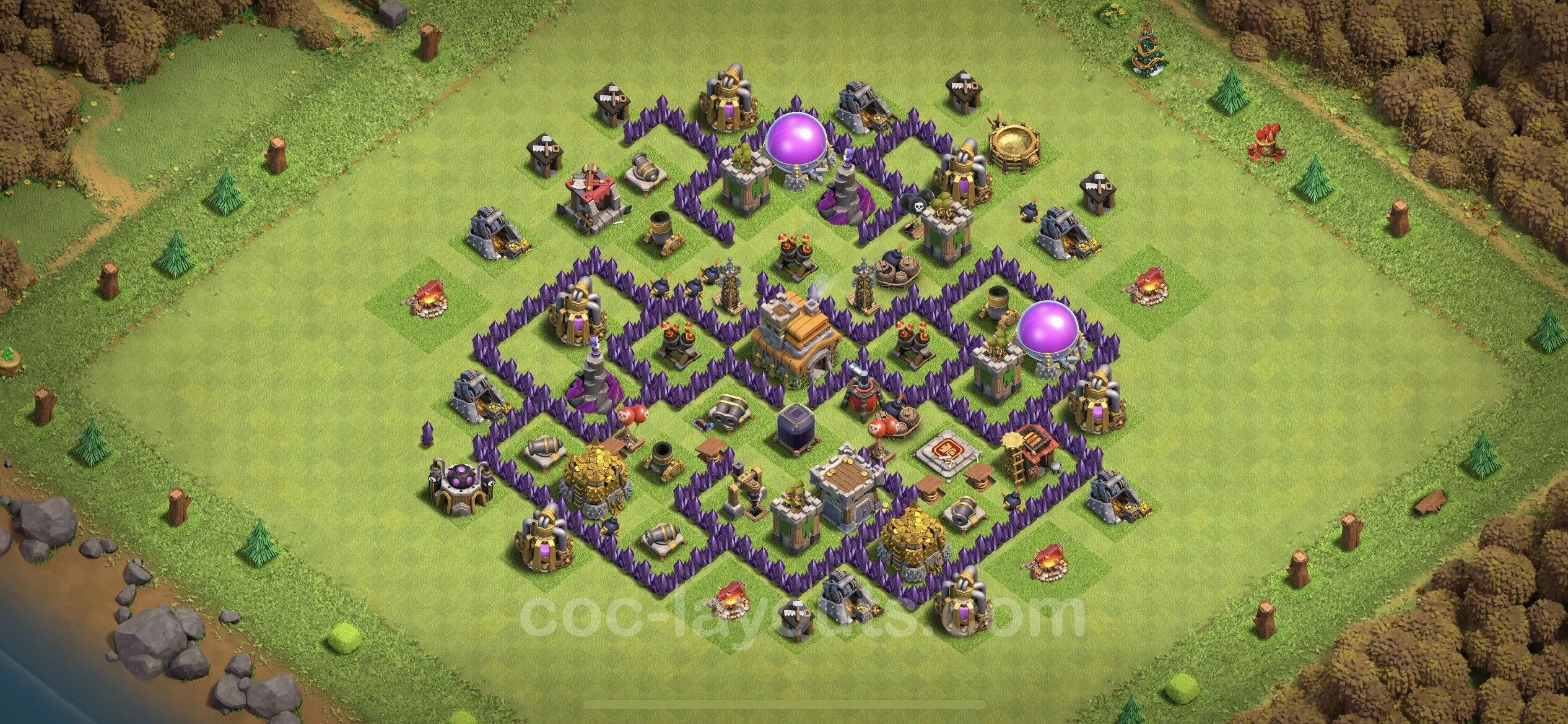Defense (Trophy) Base TH7 with Link, Anti Everything - plan / layout / design - Clash of Clans - (#91) — Defense TH7