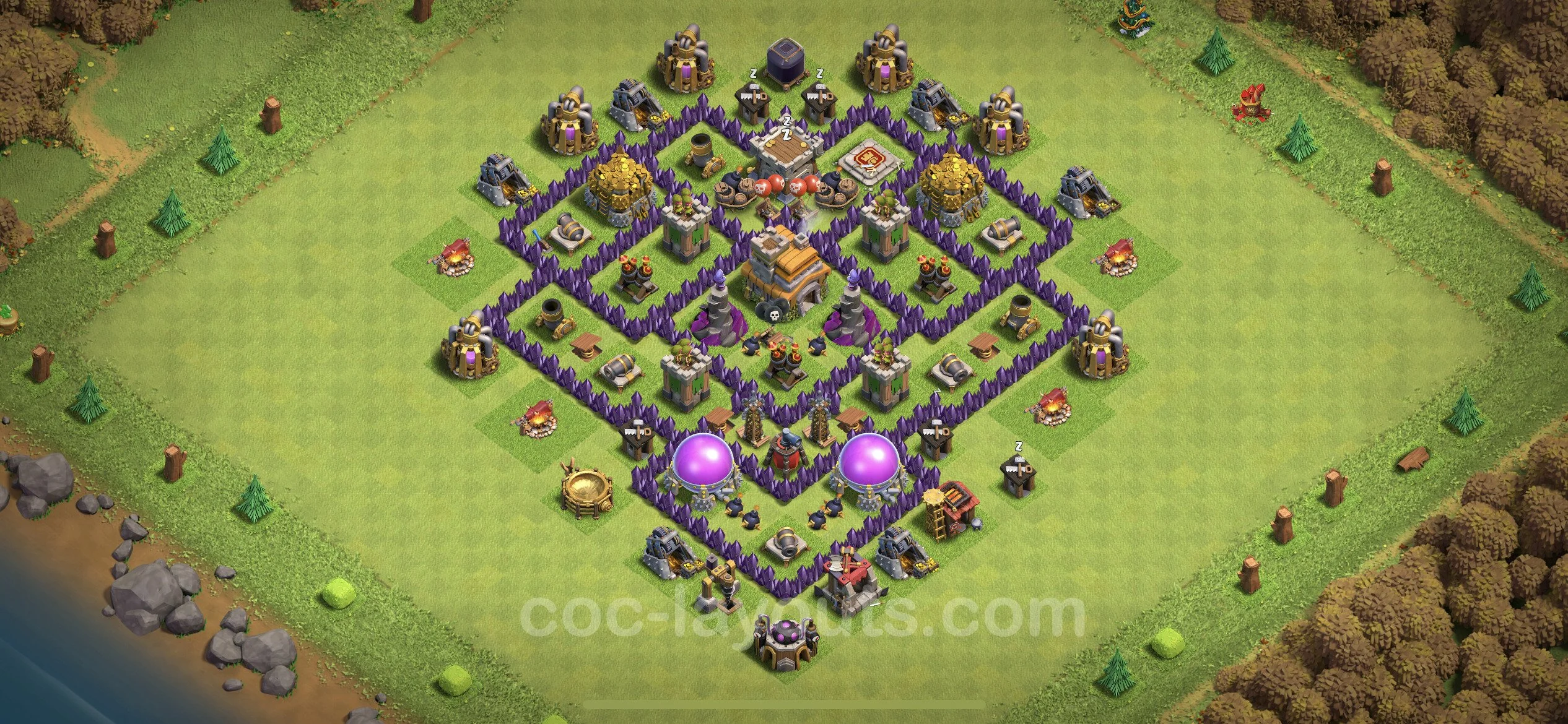 Anti 2 Stars Base TH7 with Link - best plan / layout / design - Clash of Clans - (#92) — Защита TH7