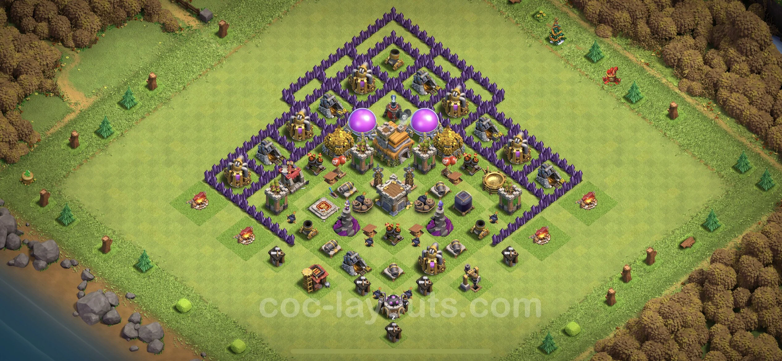 Farming Base TH7 Max Levels with Link, Anti Air / Dragon, Hybrid - plan / layout / design - Clash of Clans - (#112)