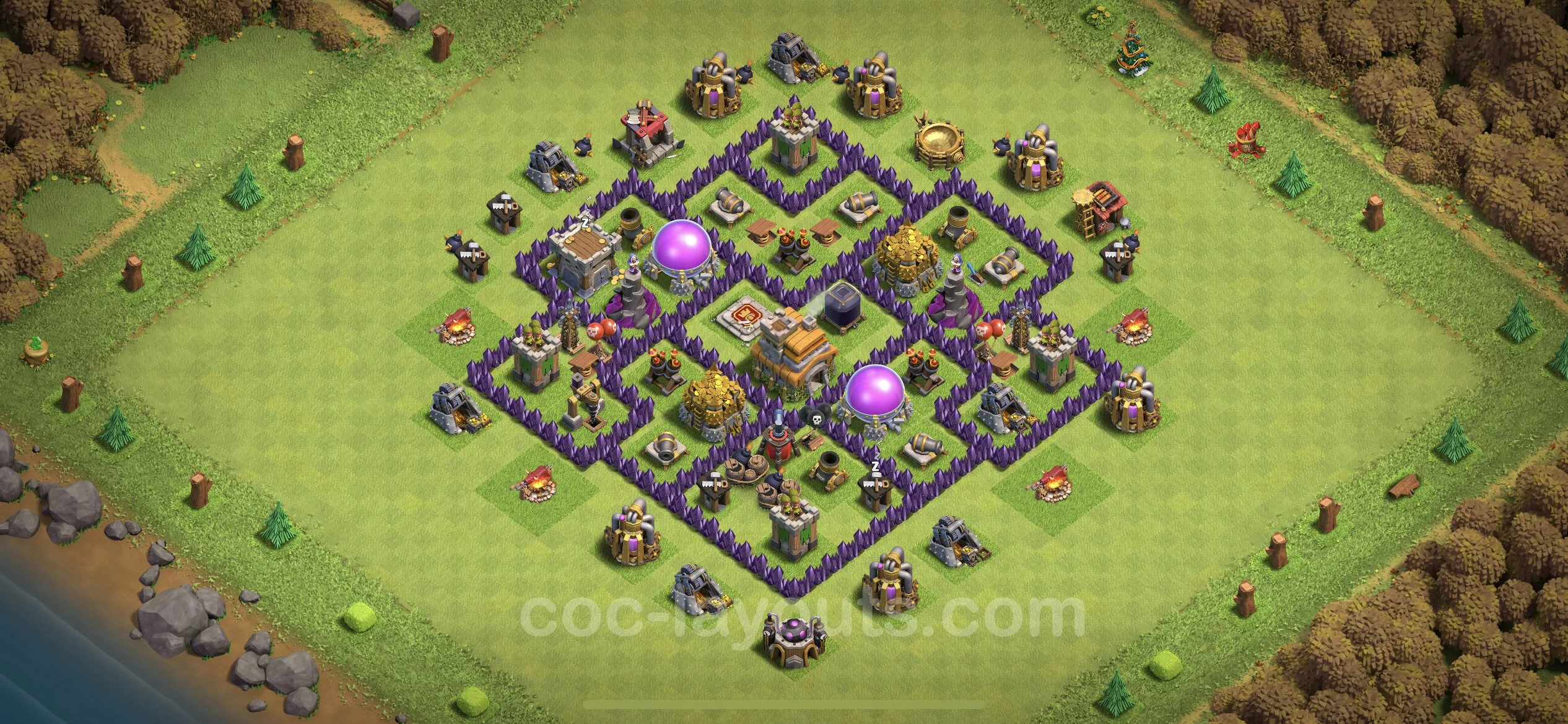 Farming Base TH7 with Link, Anti Everything, Hybrid - plan / layout / design - Clash of Clans - (#114)