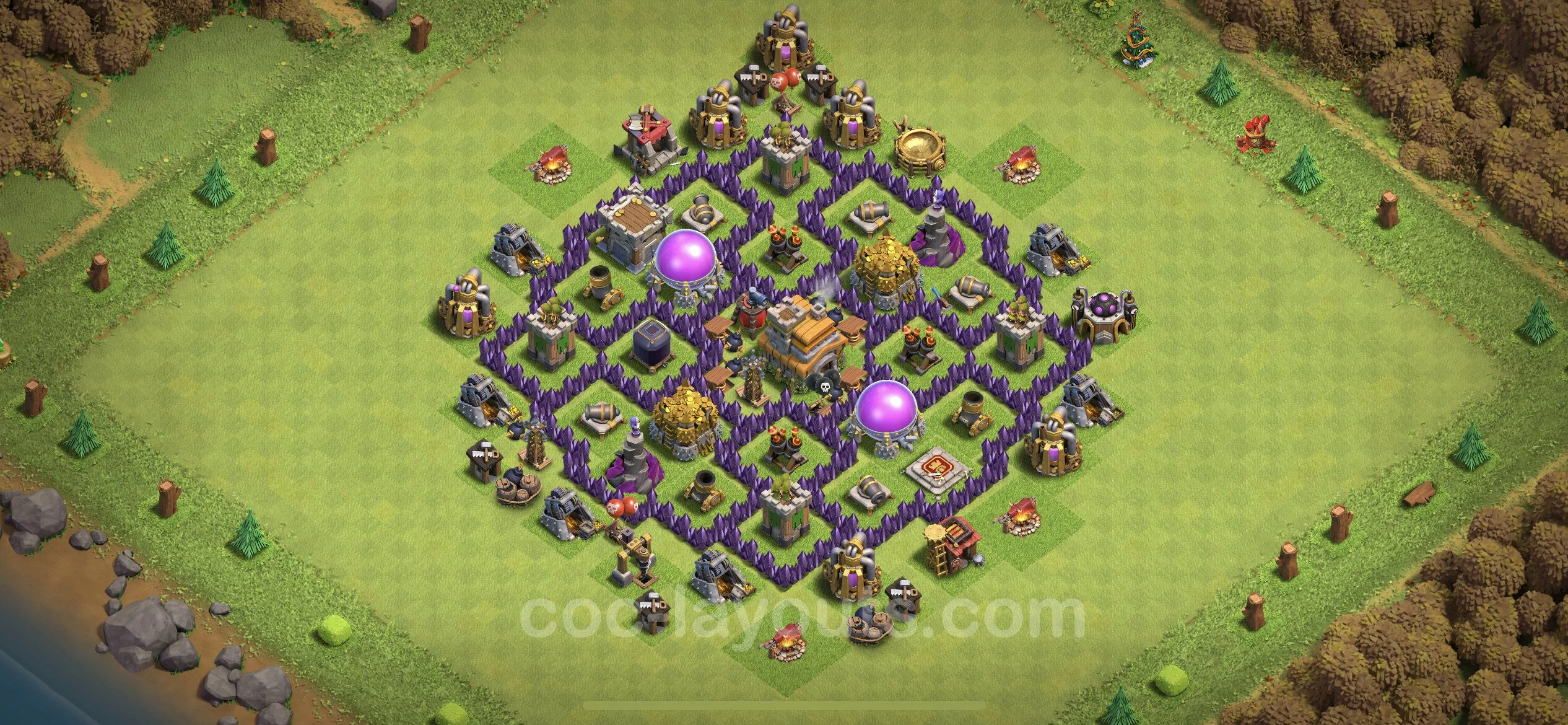 Farming Base TH7 with Link, Anti Air / Dragon, Hybrid - plan / layout / design - Clash of Clans - (#117) — Фарм TH7