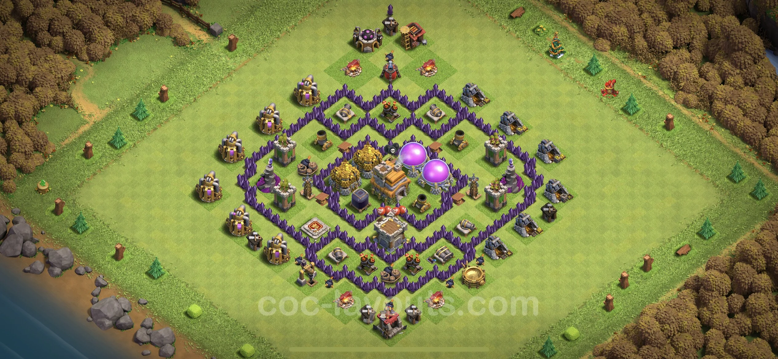 Farming Base TH7 with Link, Anti 3 Stars, Hybrid - plan / layout / design - Clash of Clans - (#118) — Фарм TH7
