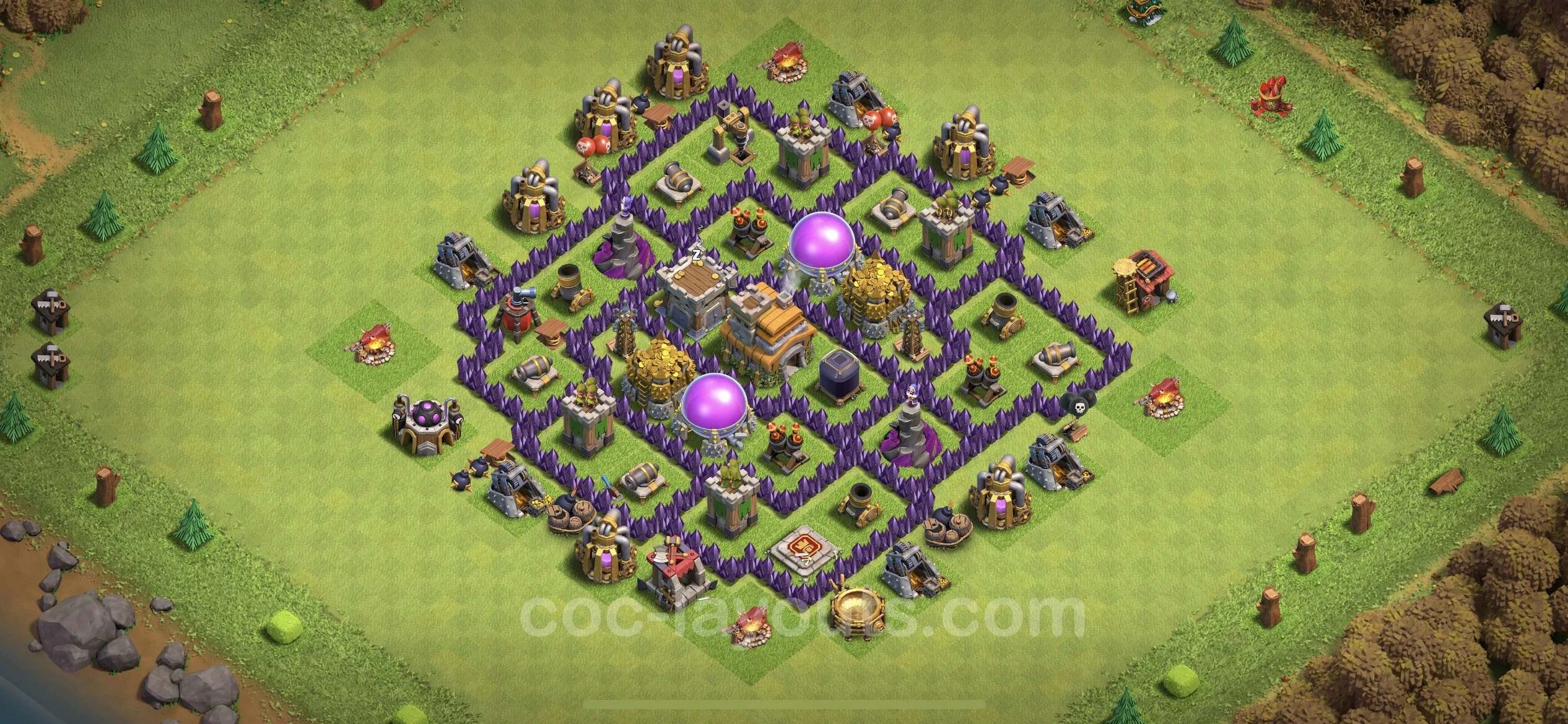 Farming Base TH7 with Link, Anti 2 Stars, Hybrid - plan / layout / design - Clash of Clans - (#231) — Farming TH7