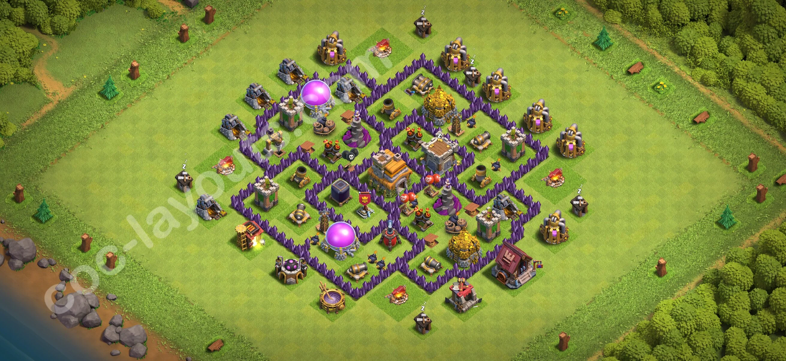 Farming Base TH7 Max Levels with Link, Anti 3 Stars, Anti Everything - plan / layout / design - Clash of Clans 2026 - (#233) — Farma TH7