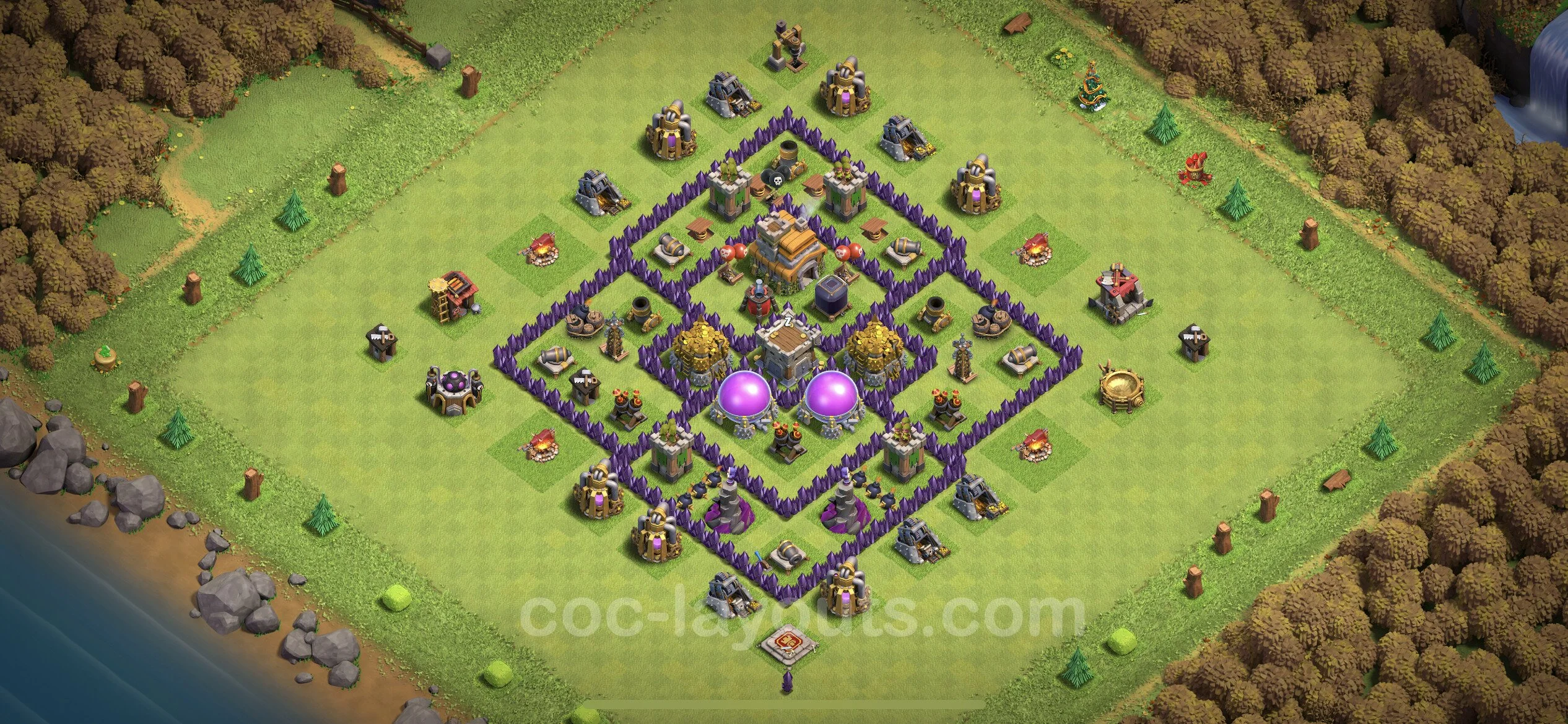 Farming Base TH7 Max Levels with Link, Anti 3 Stars, Hybrid - plan / layout / design - Clash of Clans - (#242) — Farm TH7