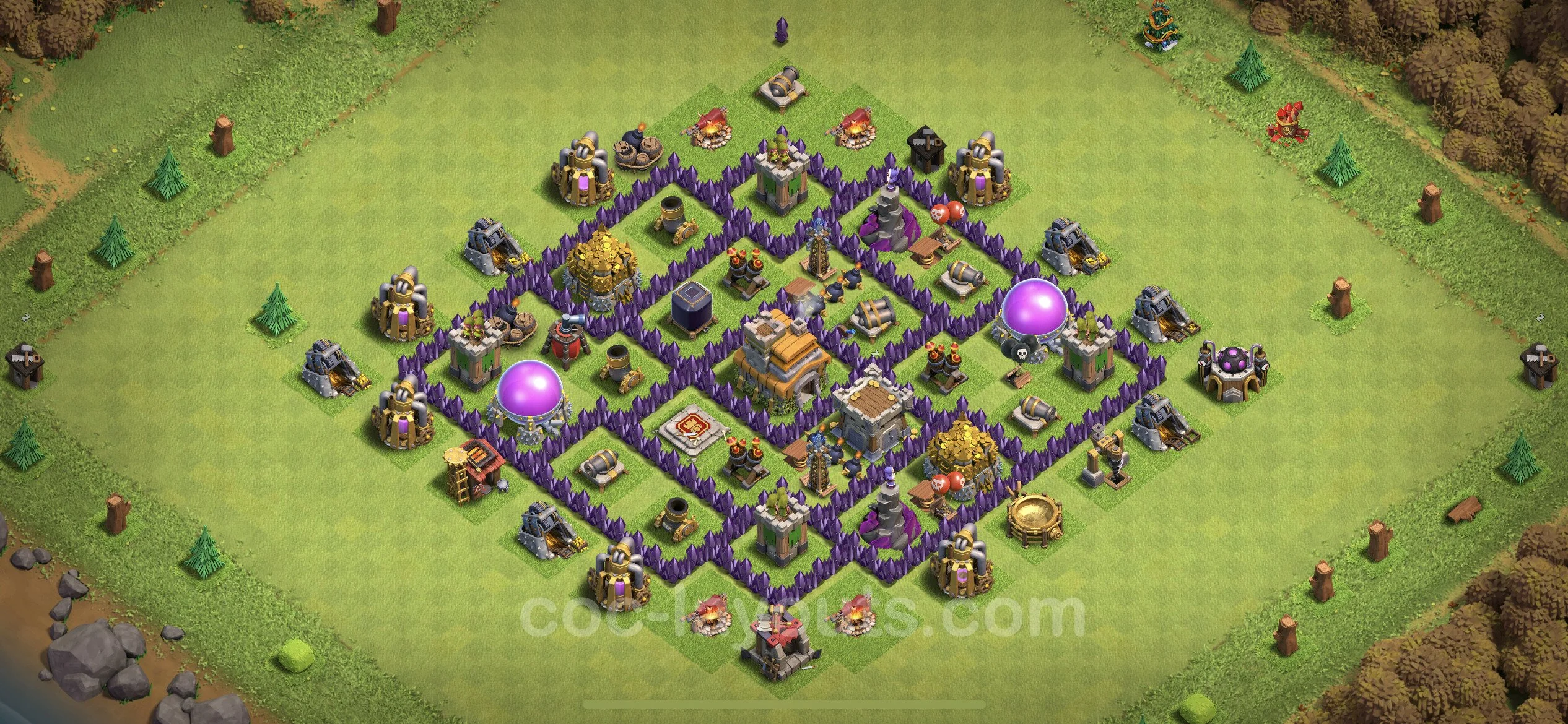 Farming Base TH7 Max Levels with Link, Hybrid - plan / layout / design - Clash of Clans - (#243) — Фарм TH7