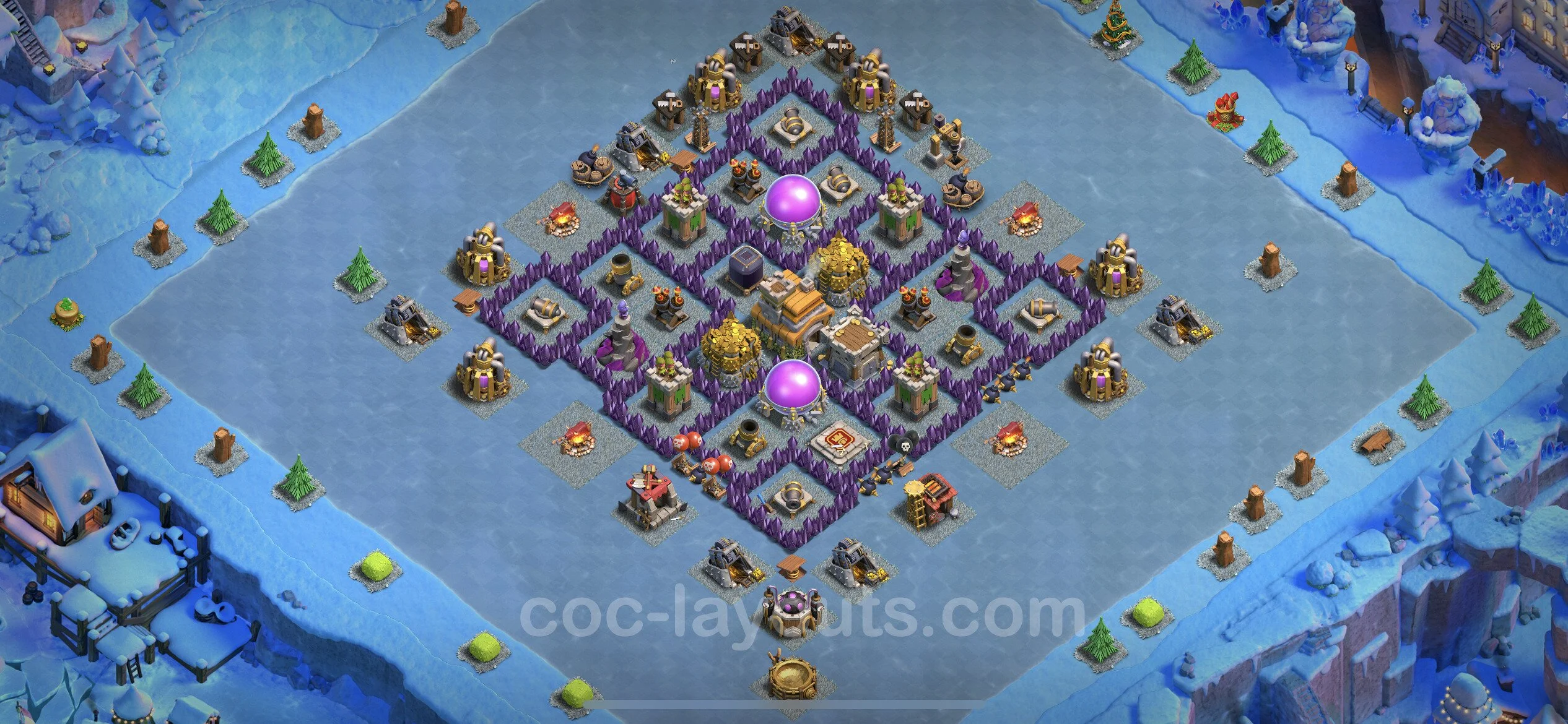 Farming Base TH7 with Link, Anti 2 Stars, Hybrid - plan / layout / design - Clash of Clans - (#249) — Farming TH7